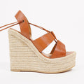 Saint Laurent Womens Platform Wedges Tan EU 35 / UK 2