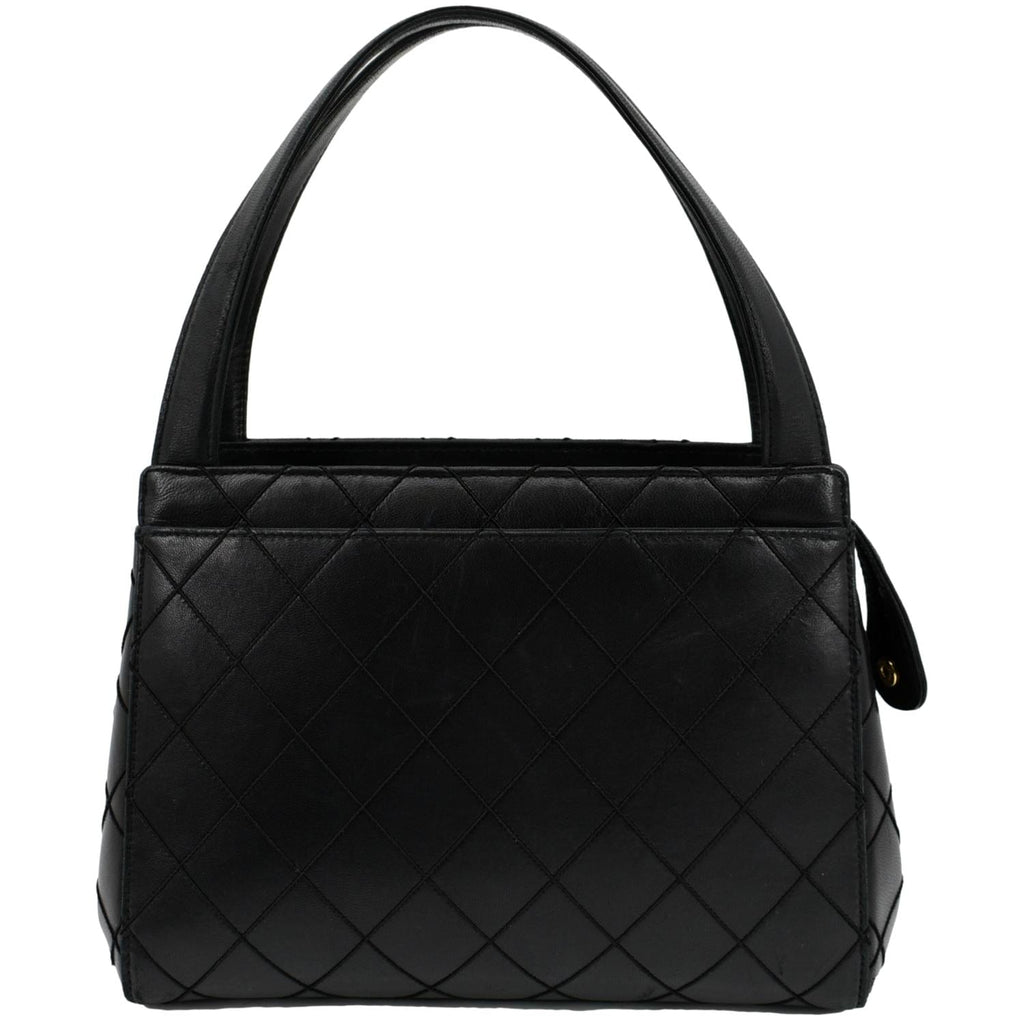CHANEL Small Vintage Lambskin Leather Handbag Black