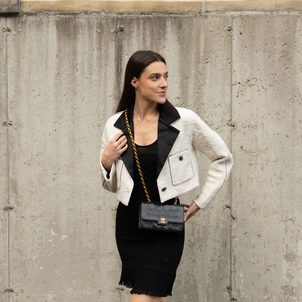 Chanel Black Quilted Lambskin Vintage Mini Diana Flap Bag