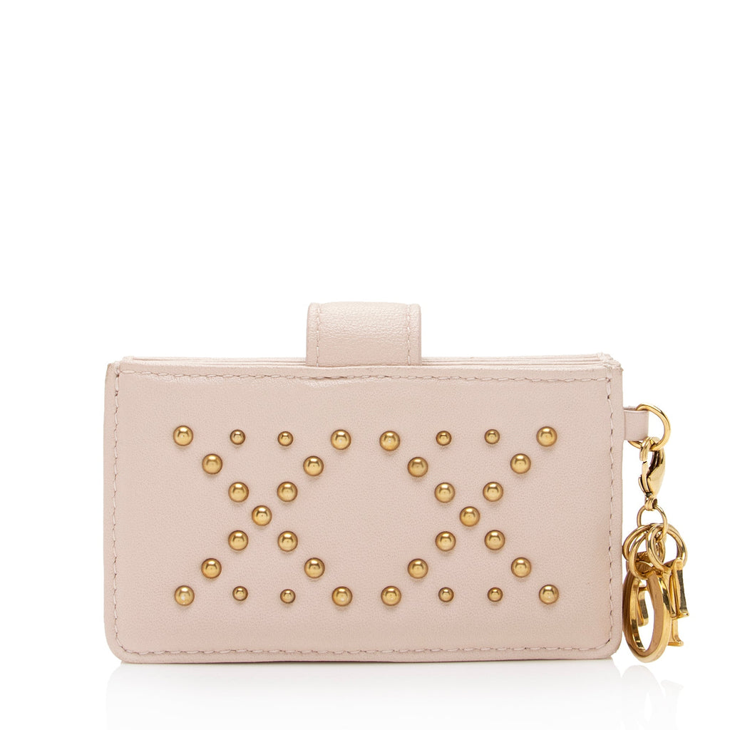 Dior Lambskin Studded Lady Dior 5-Gusset Card Holder