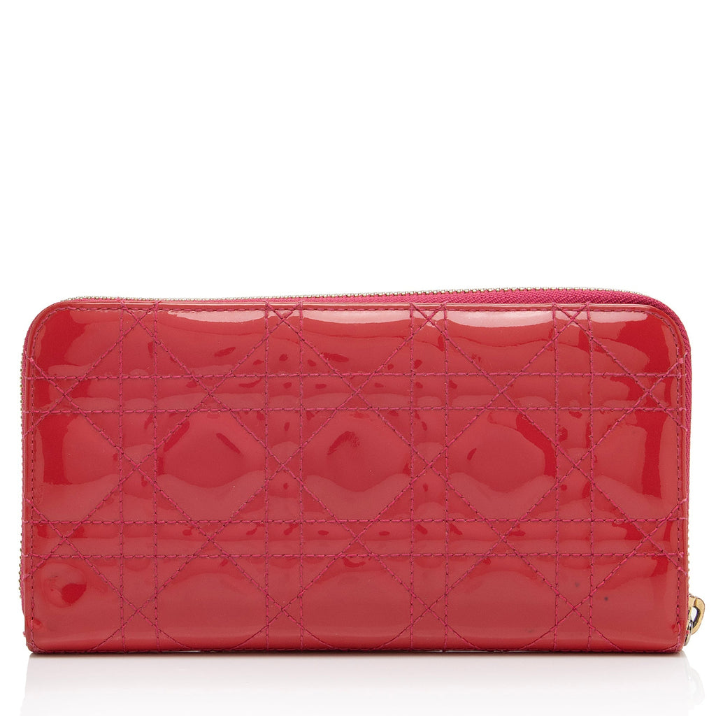 Dior Patent Leather Cannage Zip Around Wallet