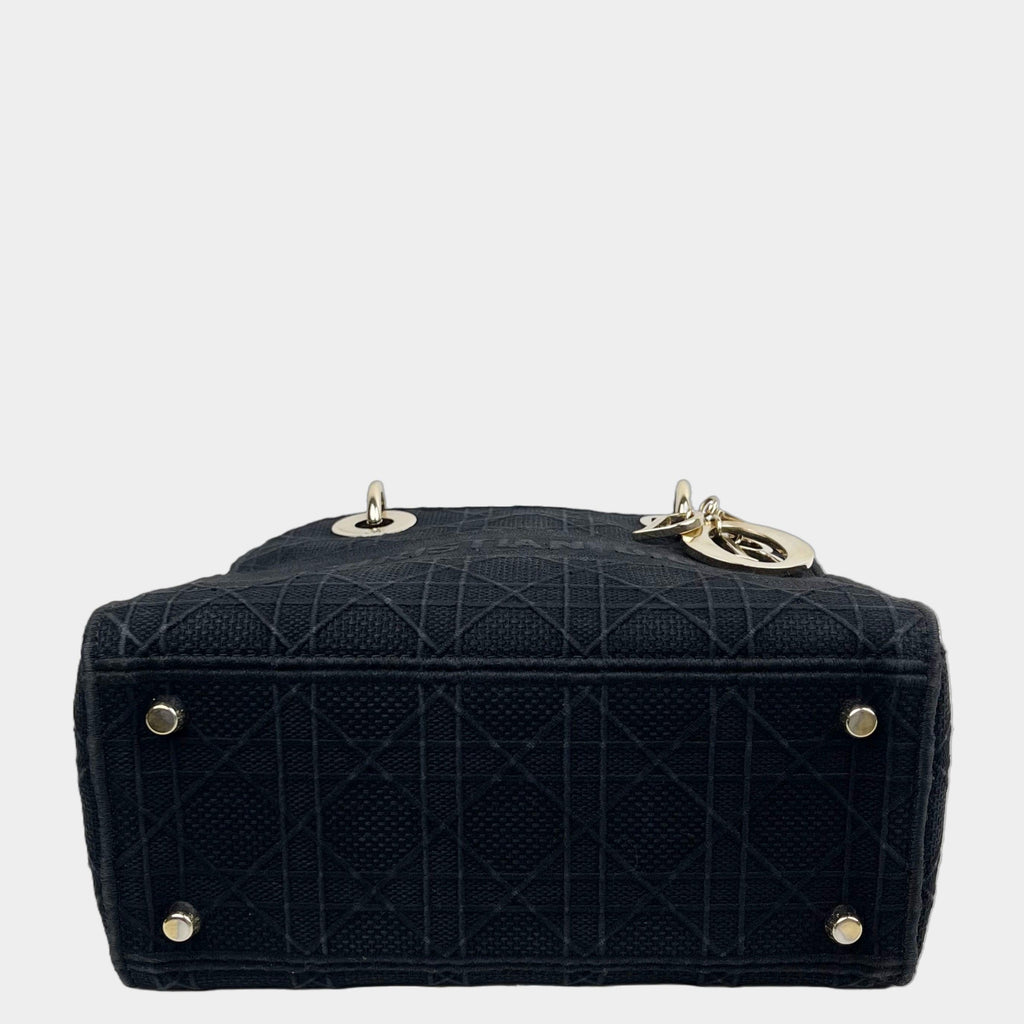 DIOR Canvas Embroidered Cannage Medium Lady D-Lite -Black- OUTLET ITEM FINALSALE