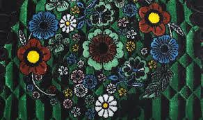 Fendi Floral Green Velvet Mini Peekaboo Bag