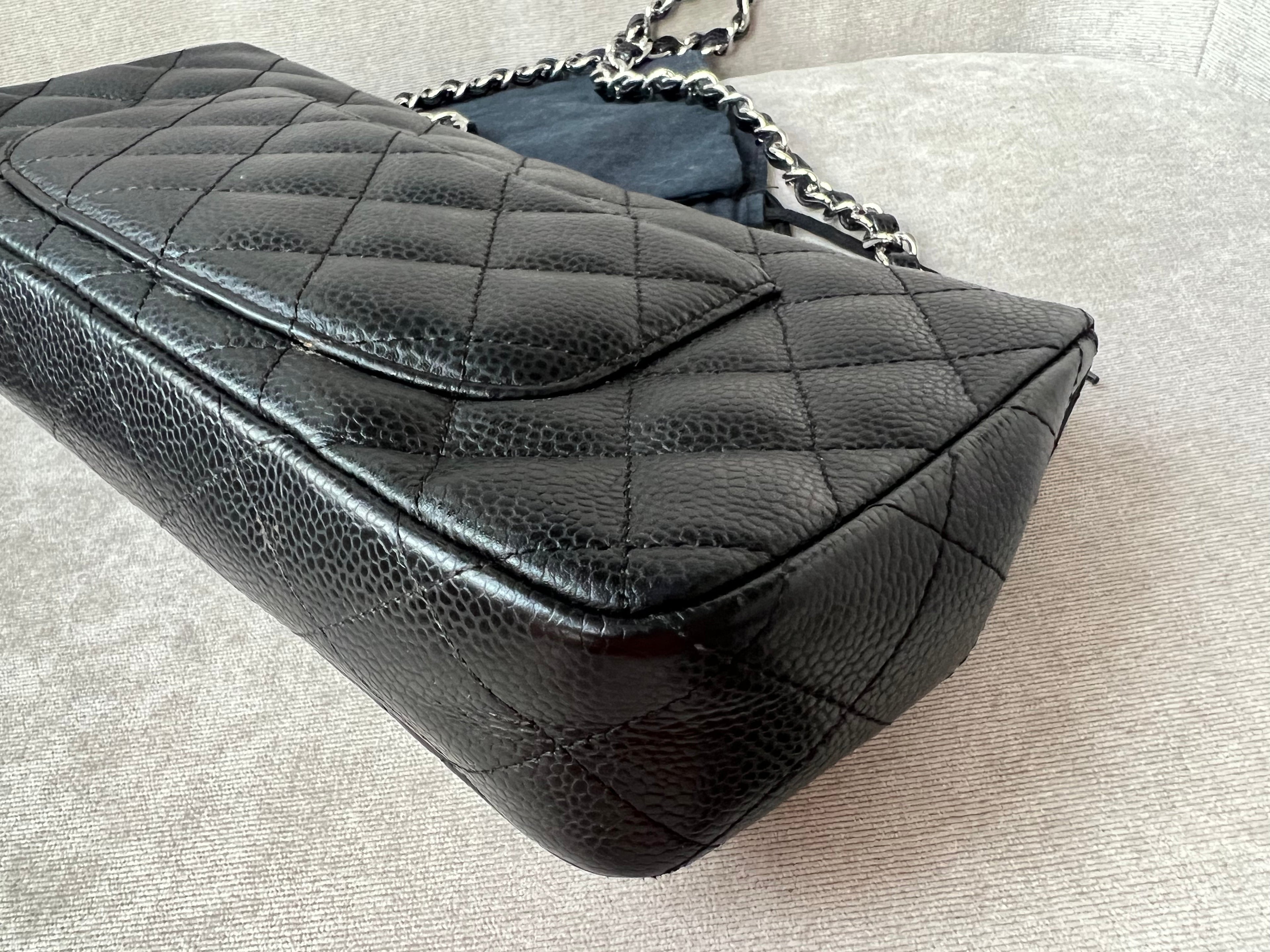 Chanel East West Flap in Black Caviar Silver Hardware
