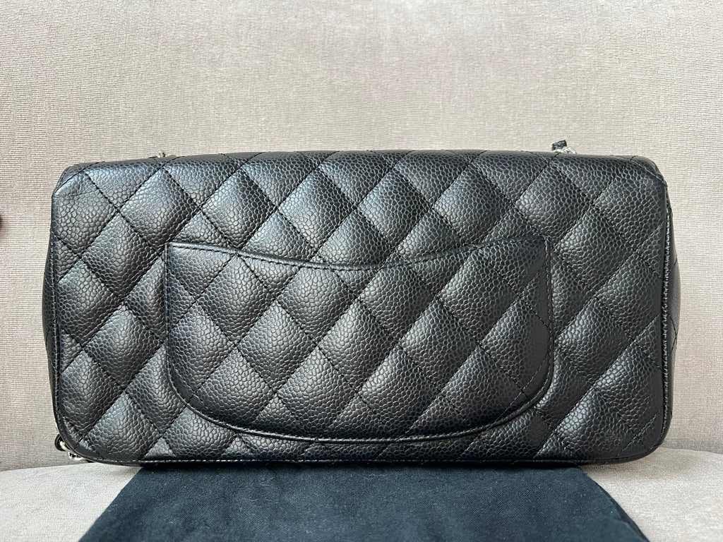 Chanel East West Flap in Black Caviar Silver Hardware
