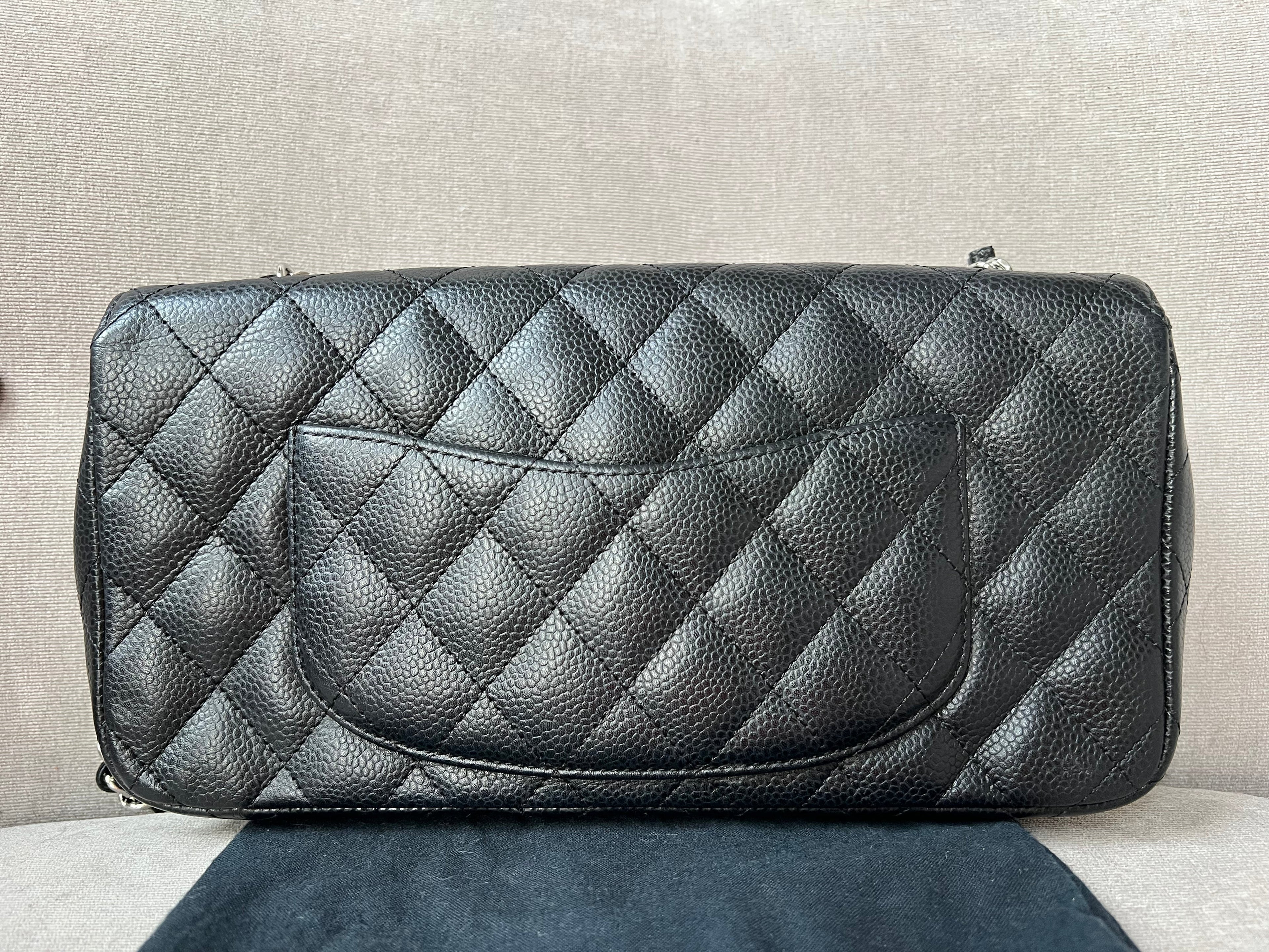 Chanel East West Flap in Black Caviar Silver Hardware