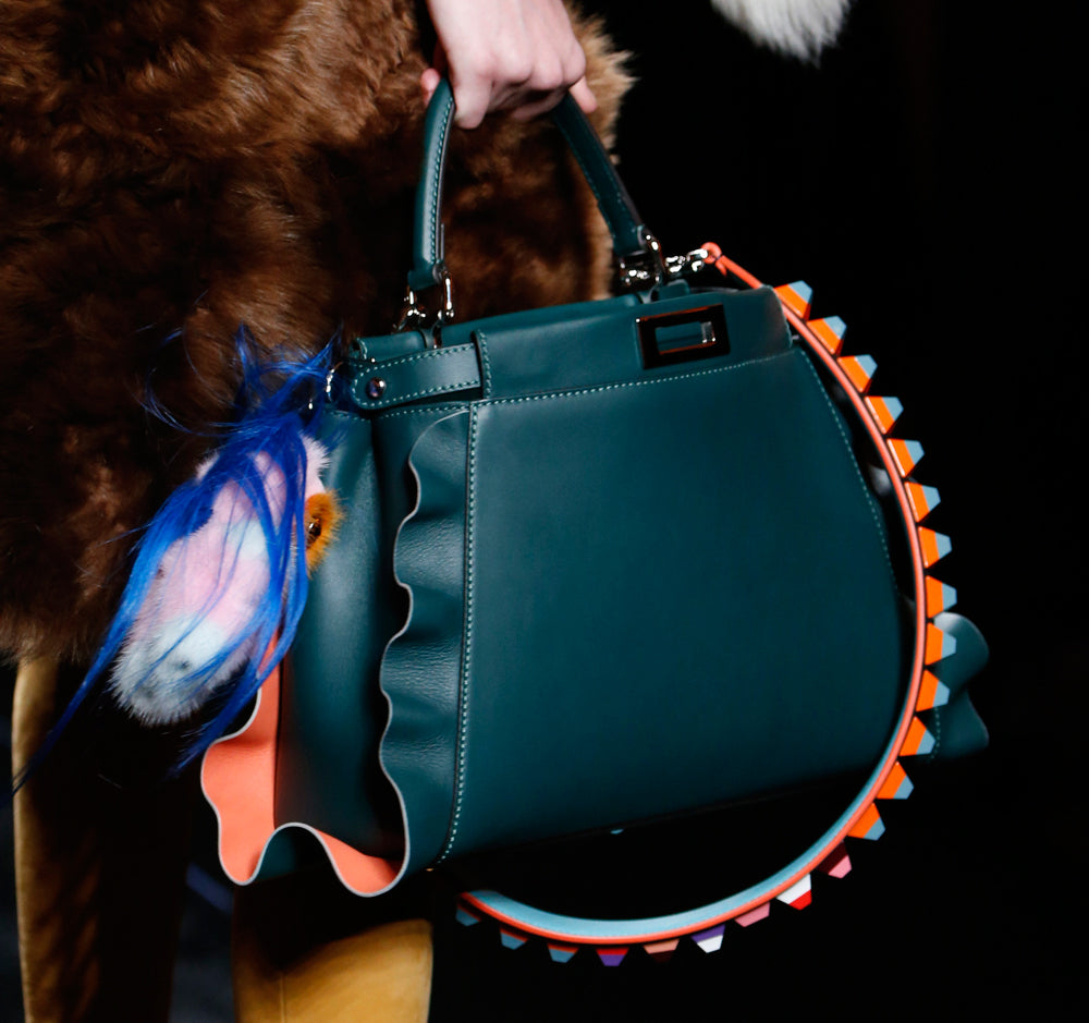 Fendi Wave Medium Peekaboo Teal Blue Bag