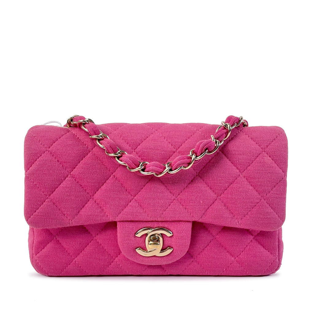 CHANEL Mini Classic Jersey Single Flap Crossbody Bag