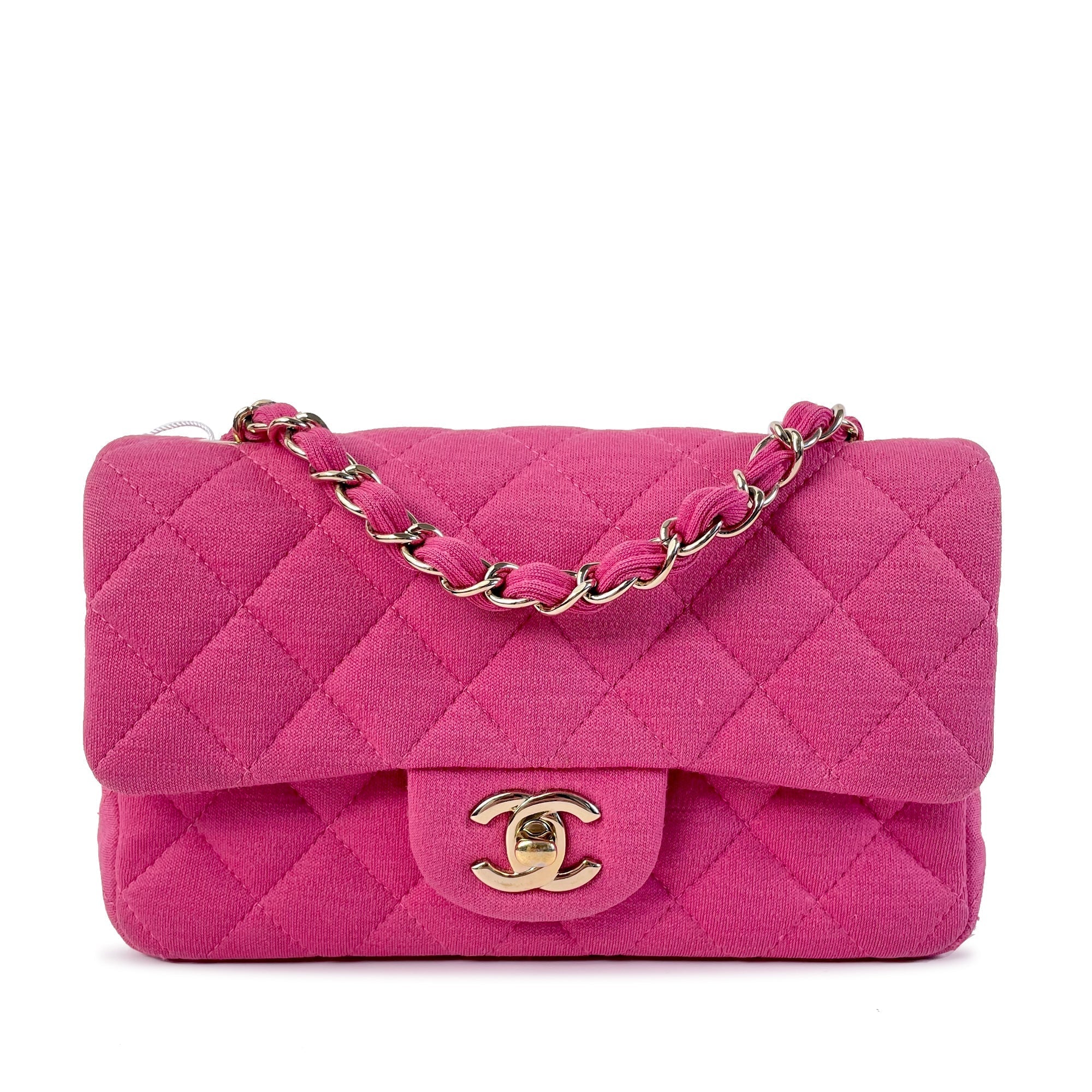 CHANEL Mini Classic Jersey Single Flap Crossbody Bag