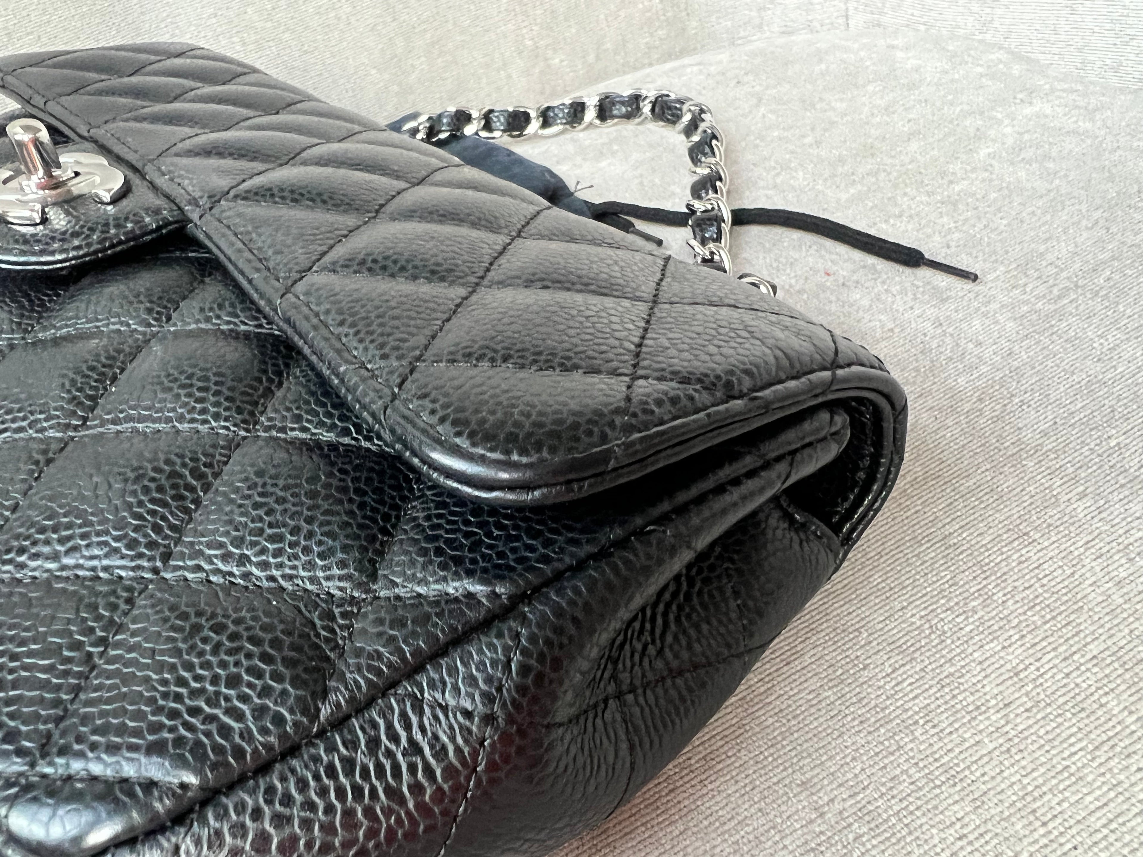 Chanel East West Flap in Black Caviar Silver Hardware