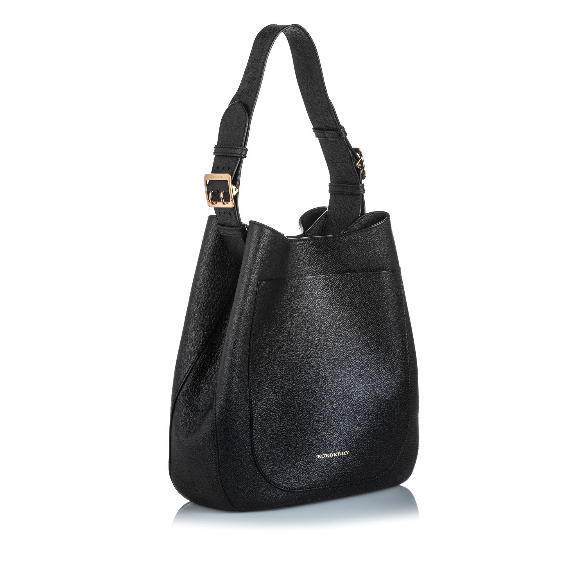 Pre-Loved Burberry Black Calf Leather Hobo Bag United Kingdom