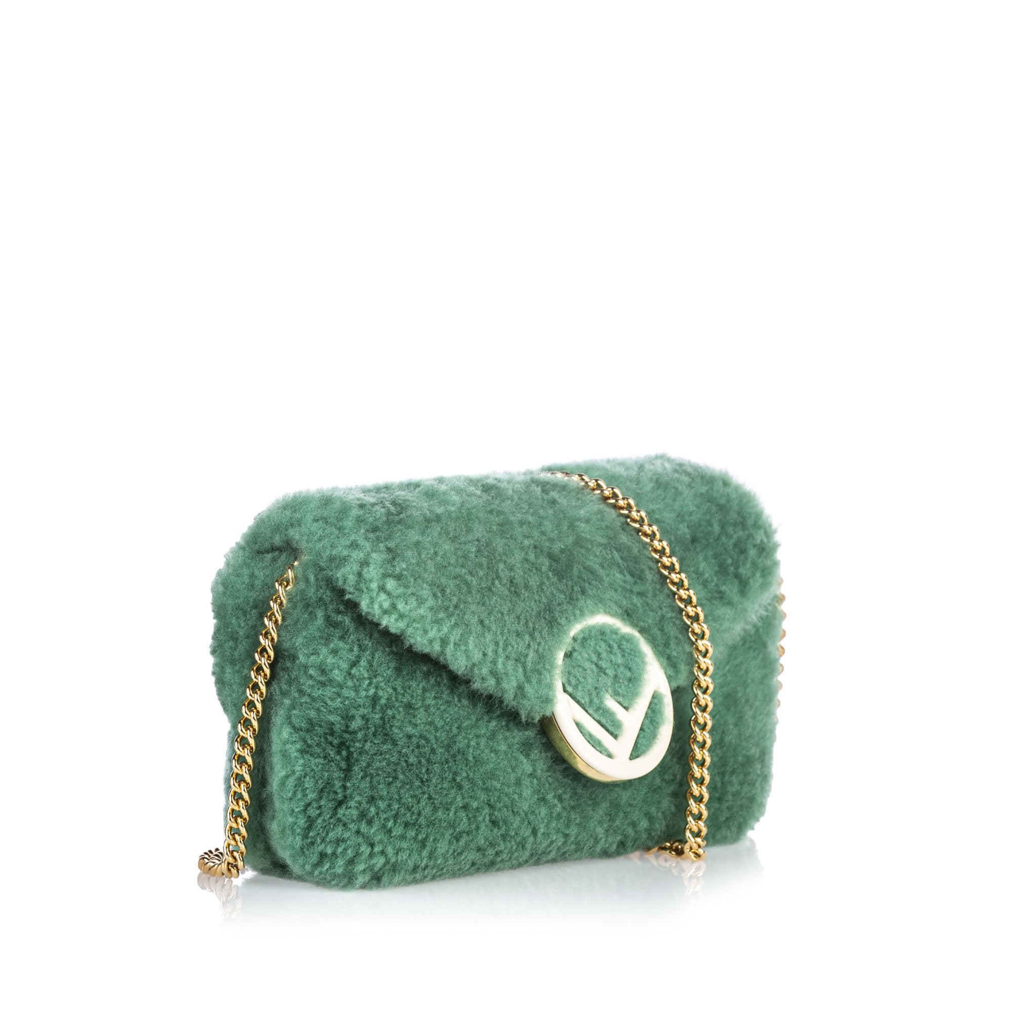 Pre-Loved Fendi Green Fur Natural Material Shearling Belt Bag ITALY