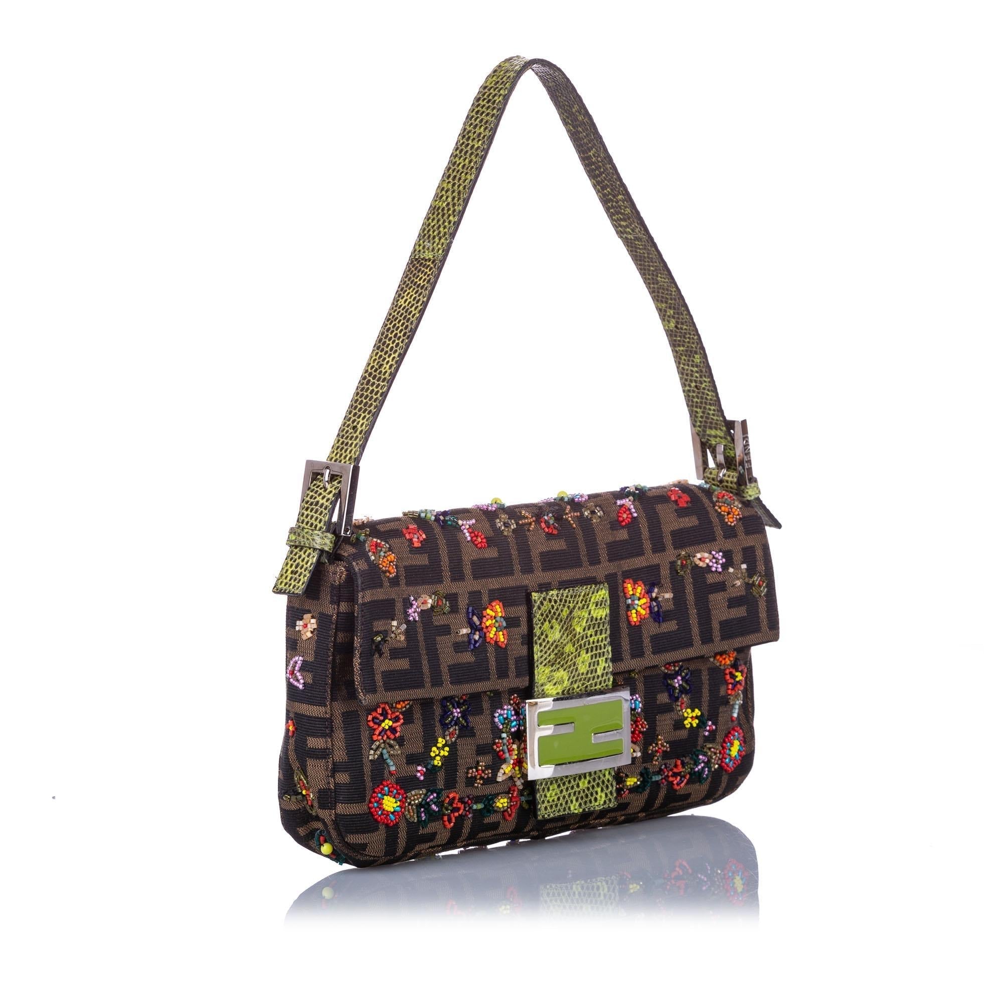 Fendi Beaded Zucca Canvas Baguette (SHG-10518)