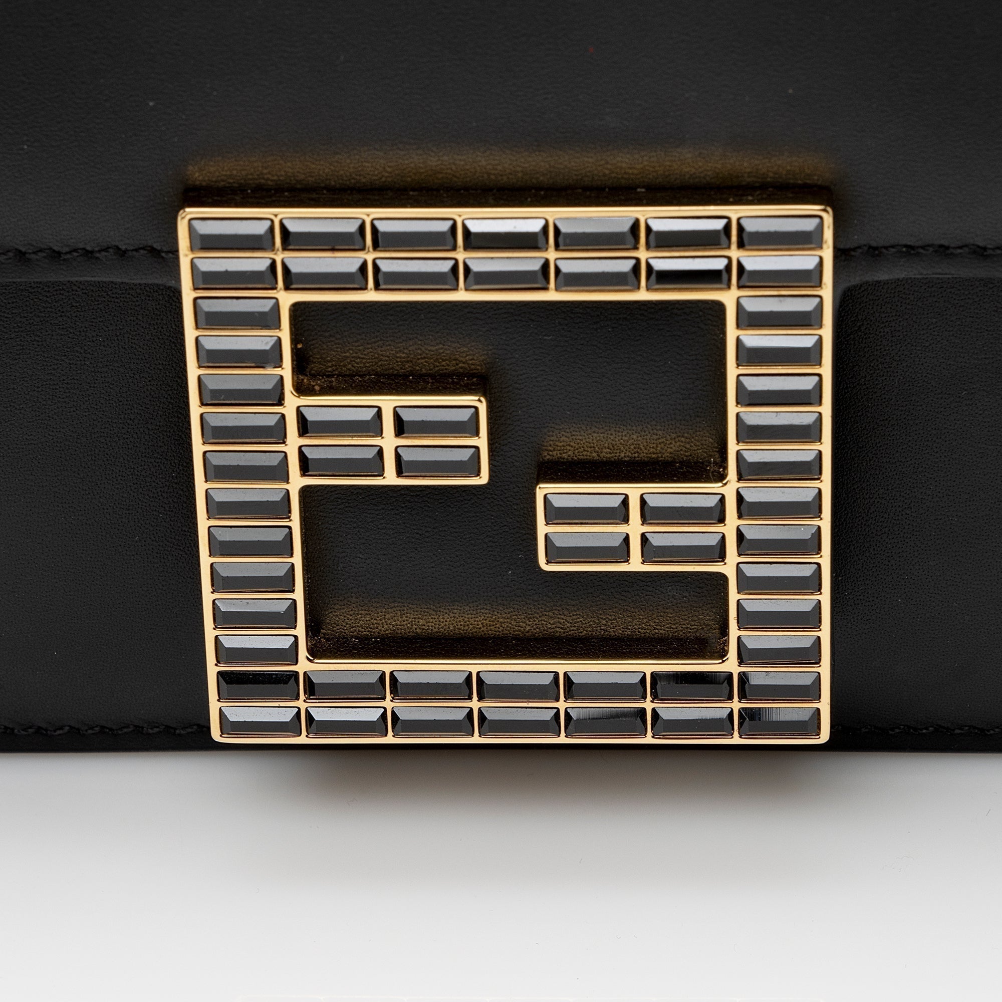 Fendi Calfskin Crystal Fab Small Crossbody Bag