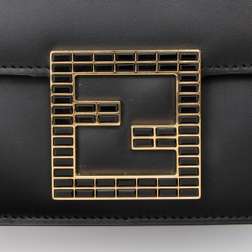 Fendi Calfskin Crystal Fab Small Crossbody Bag