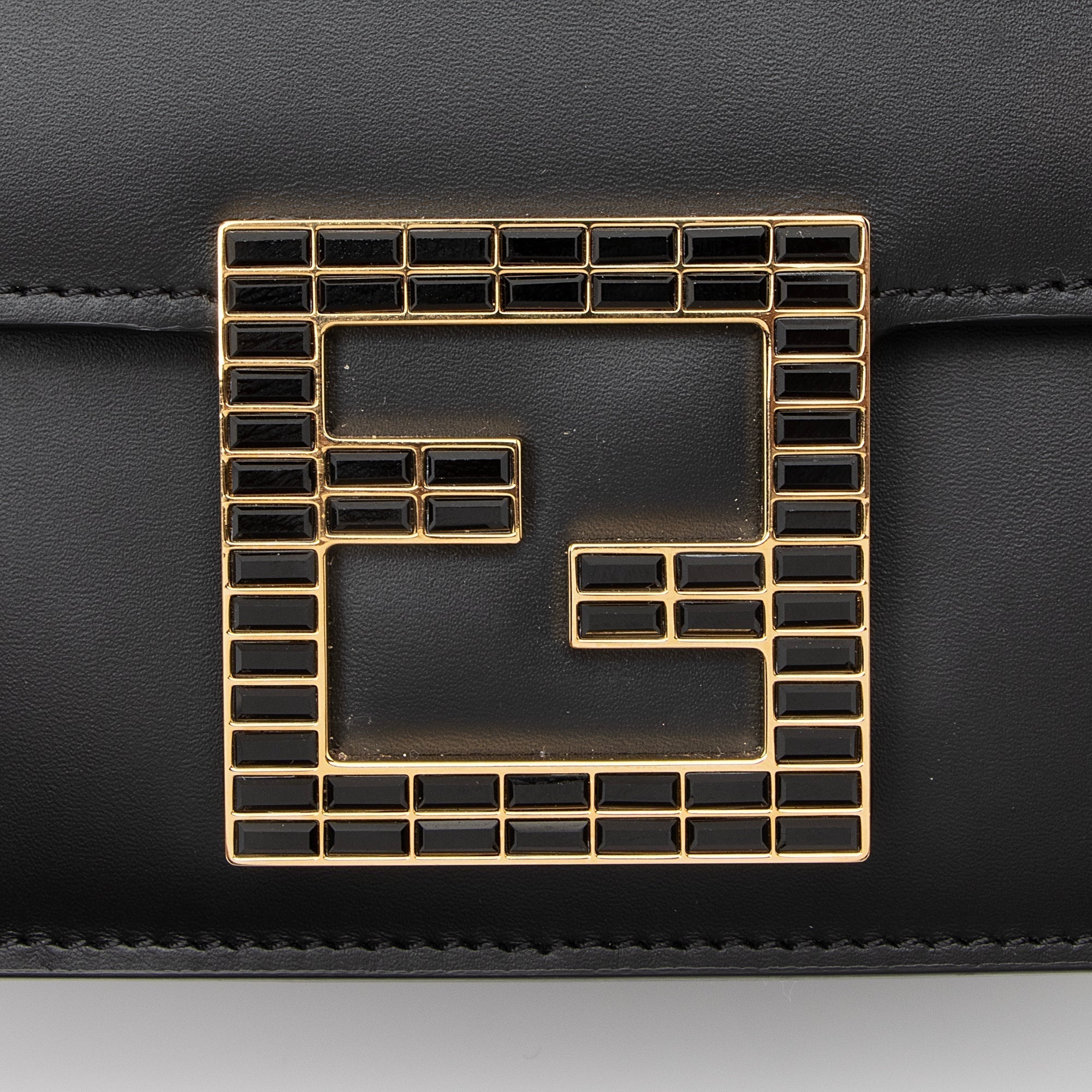 Fendi Calfskin Crystal Fab Small Crossbody Bag
