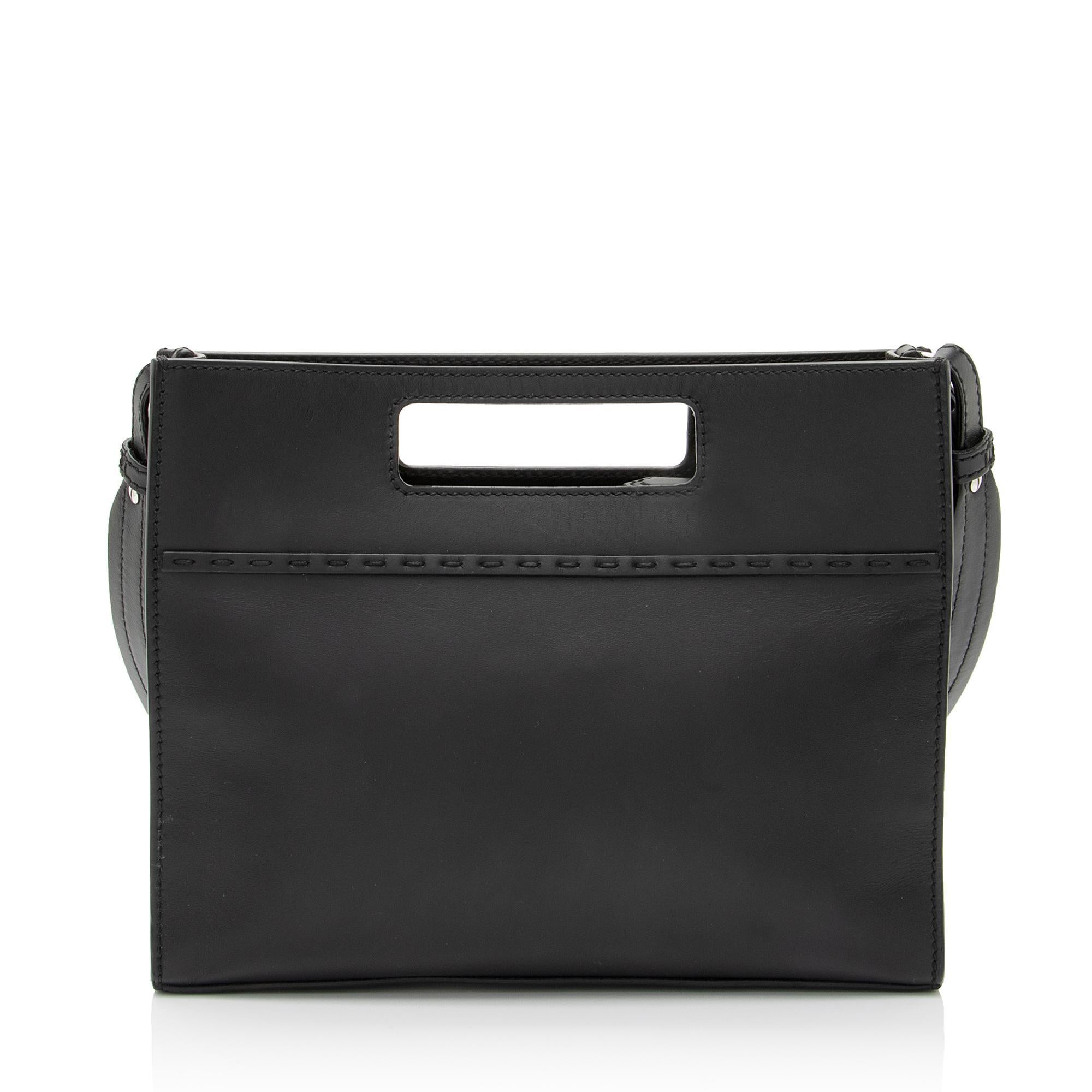 Fendi Calfskin Cutout Handle Mini Shopper Tote