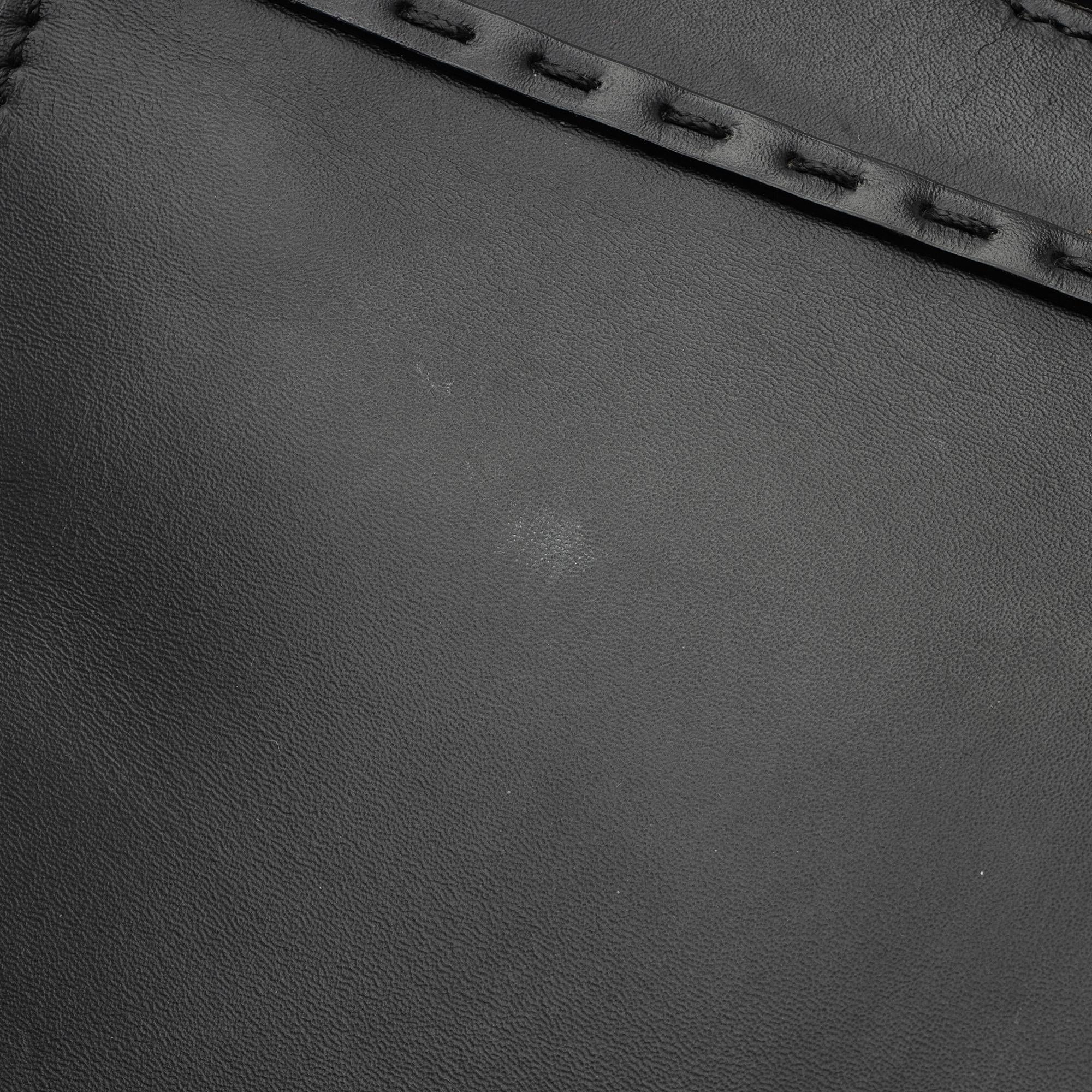 Fendi Calfskin Cutout Handle Mini Shopper Tote