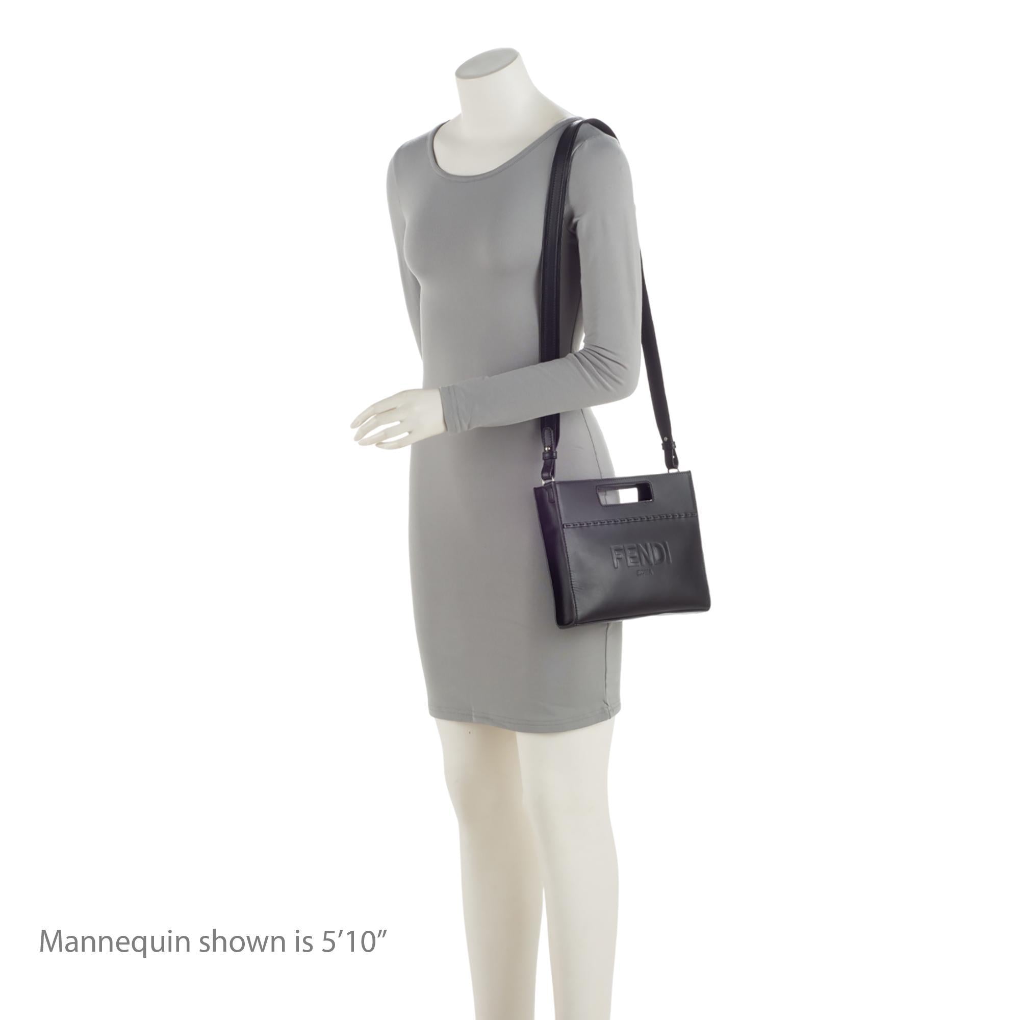 Fendi Calfskin Cutout Handle Mini Shopper Tote