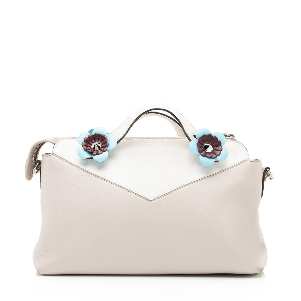 Fendi Calfskin Flowerland Studded By The Way Medium Boston Bag