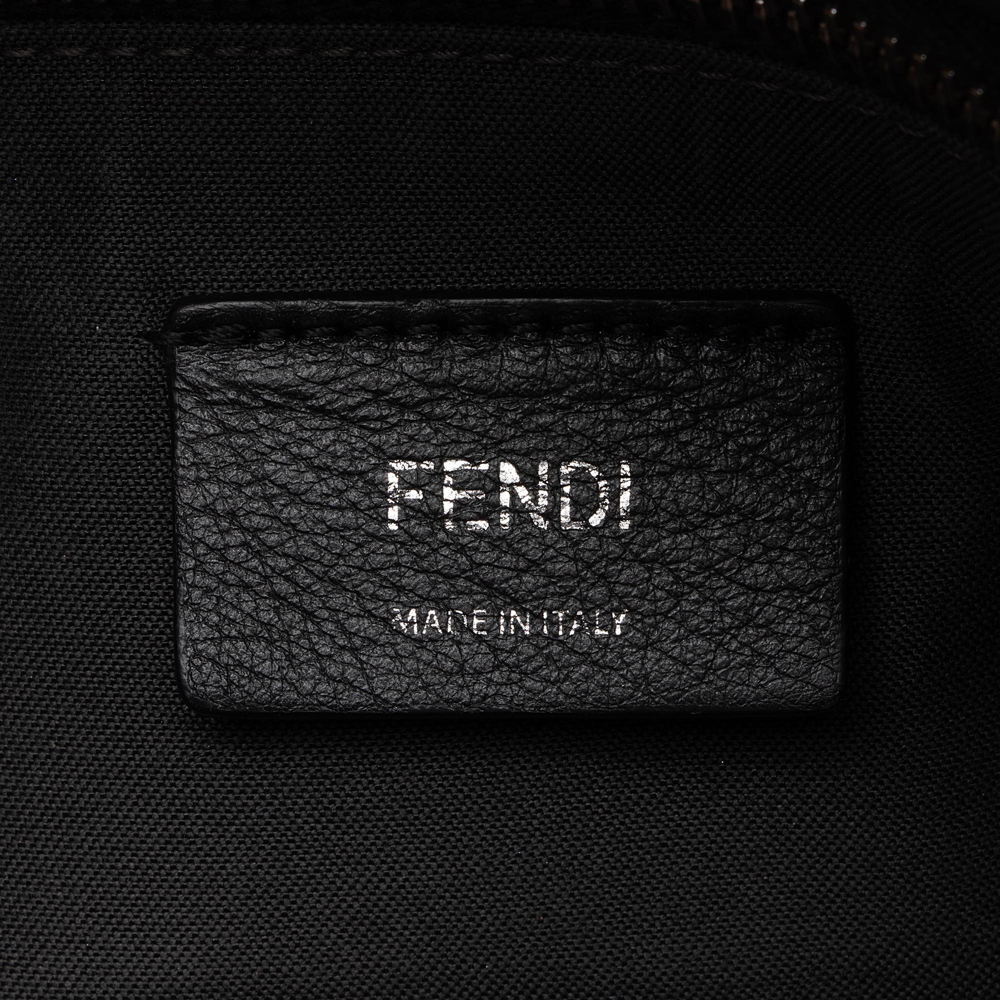 Fendi Calfskin Flowerland Studded By The Way Medium Boston Bag