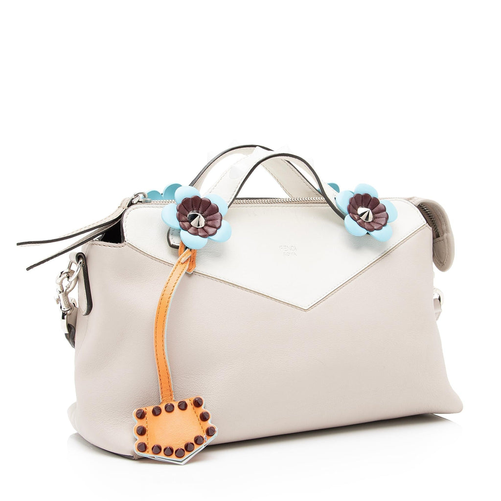 Fendi Calfskin Flowerland Studded By The Way Medium Boston Bag