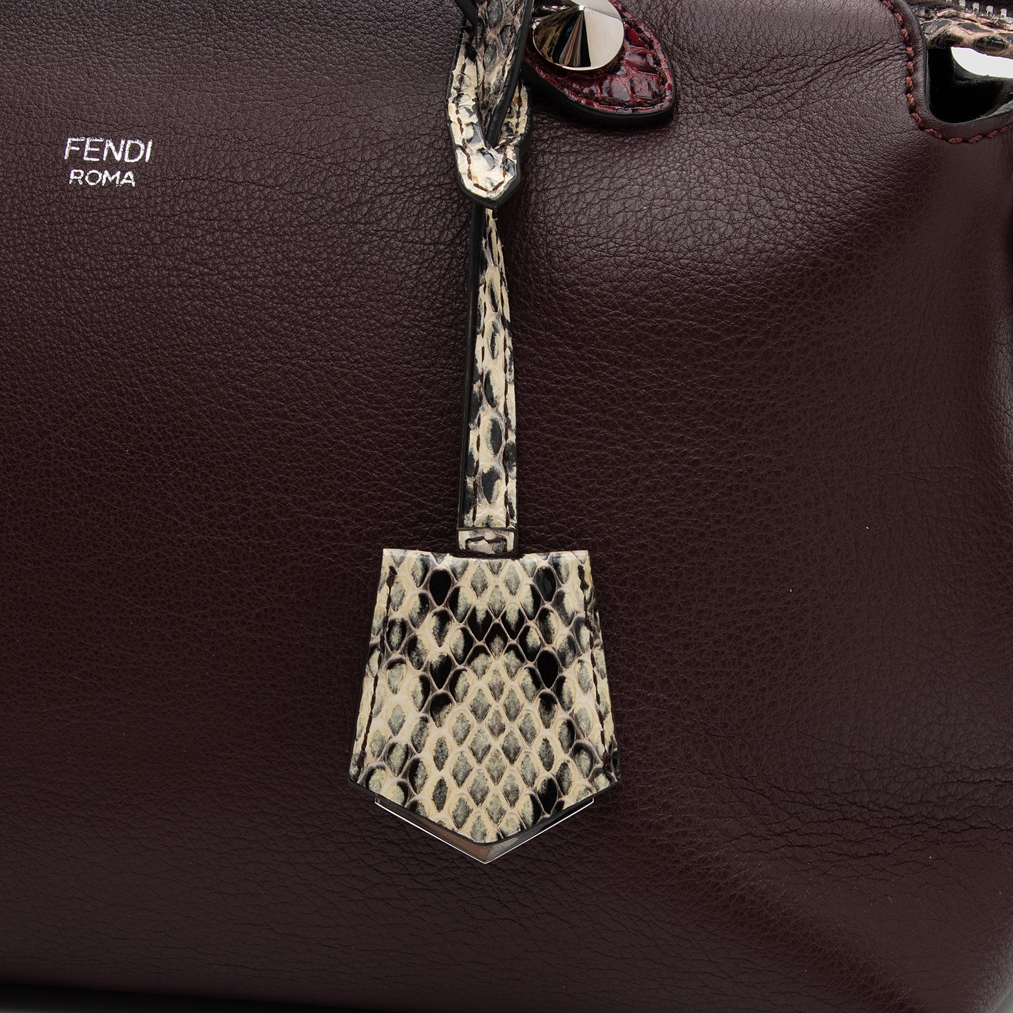 Fendi Calfskin Python By The Way Small Boston Bag