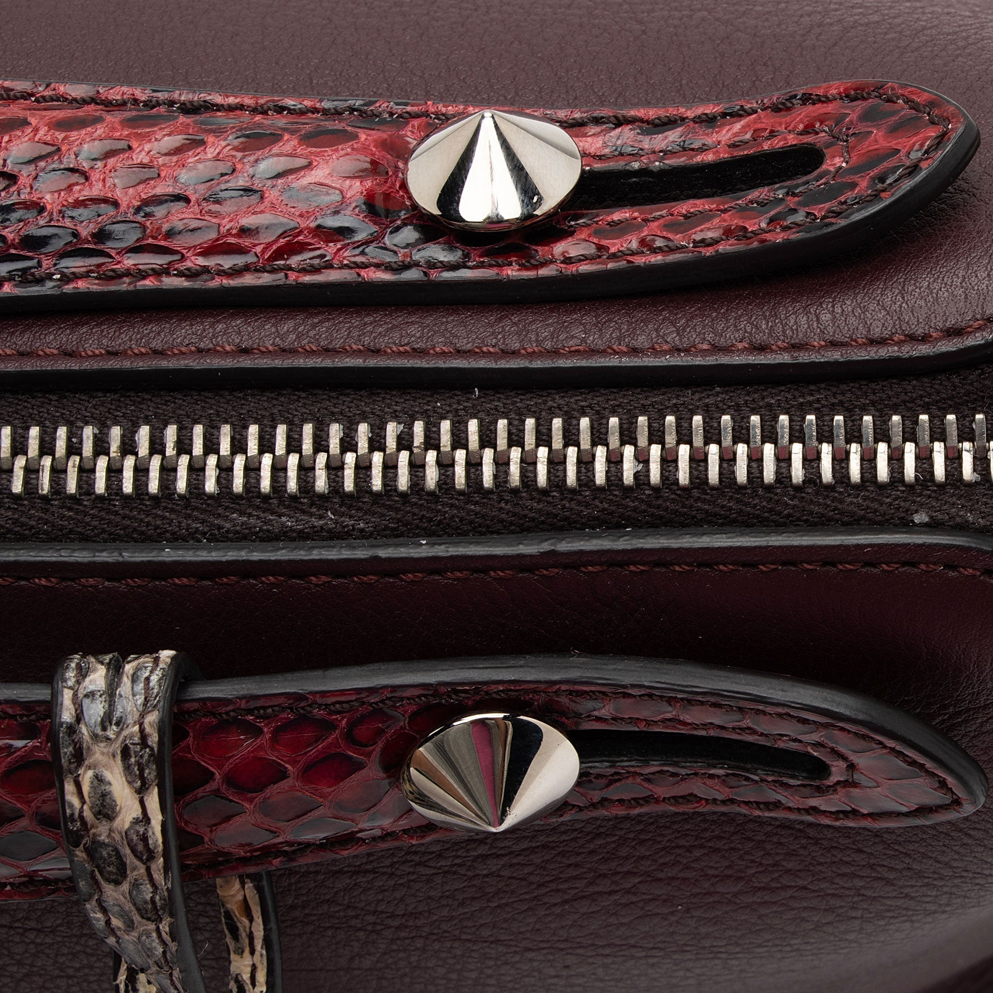 Fendi Calfskin Python By The Way Small Boston Bag