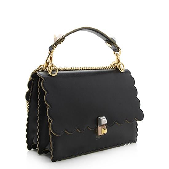 Fendi Calfskin Studded Kan I Medium Shoulder Bag