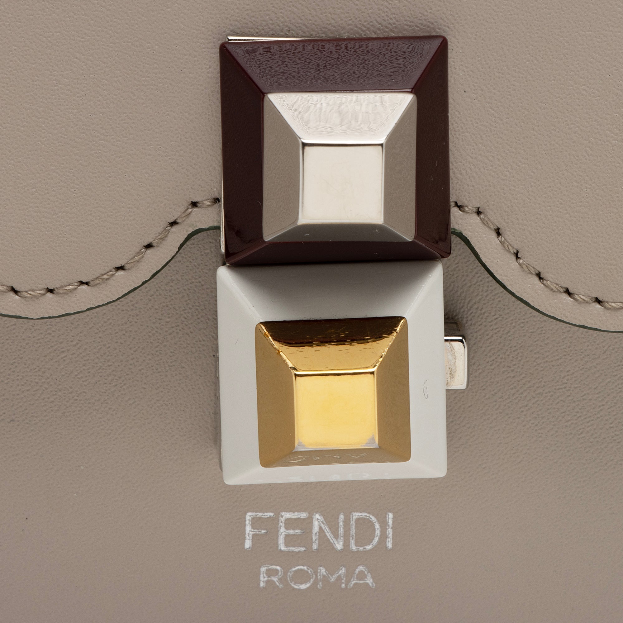 Fendi Calfskin Studded Kan I Medium Shoulder Bag