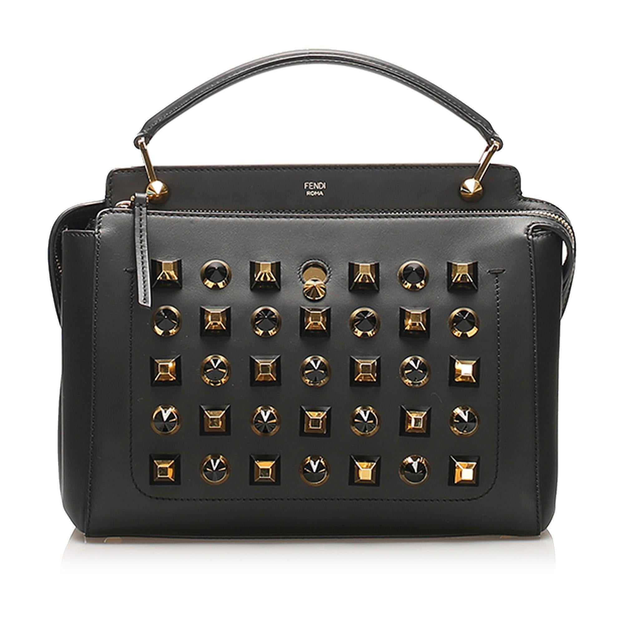 Fendi DotCom Studded Leather Satchel (SHG-11782)