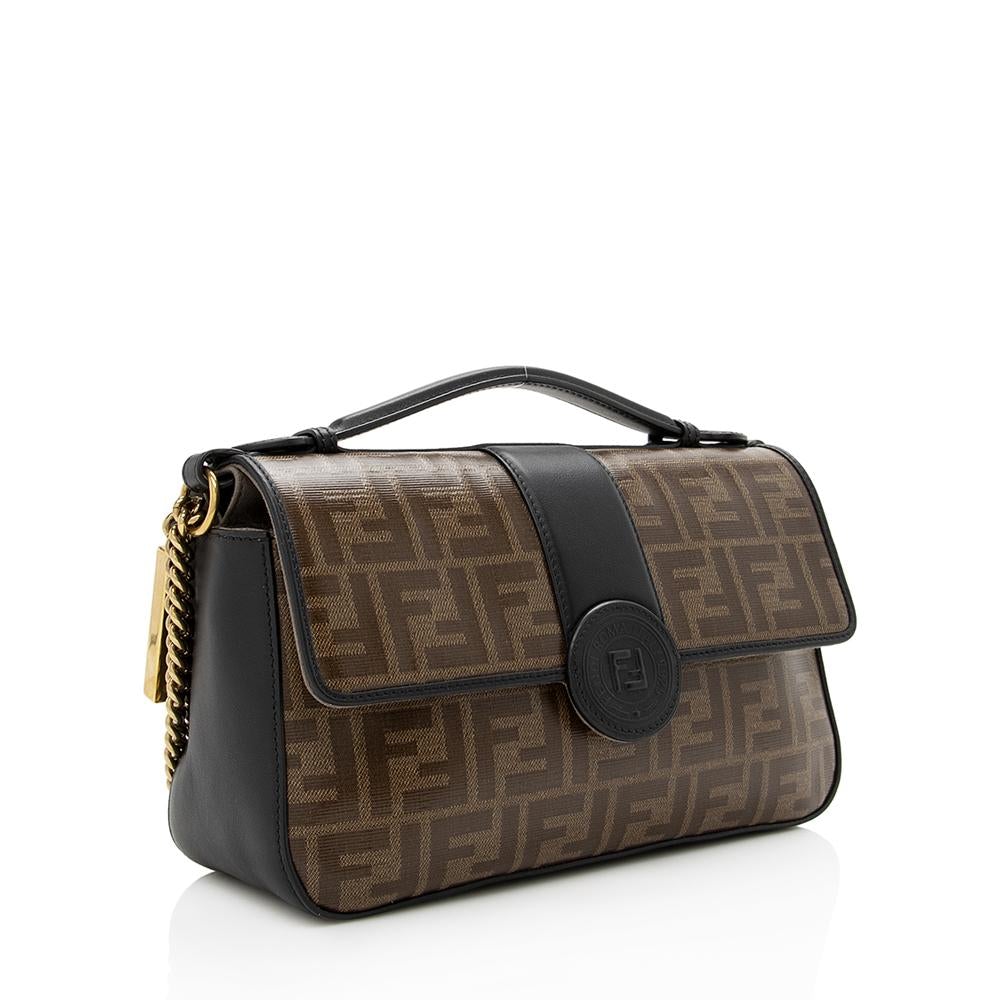 Fendi FF Coated Canvas Double F Shoulder Bag (SHF-13851)