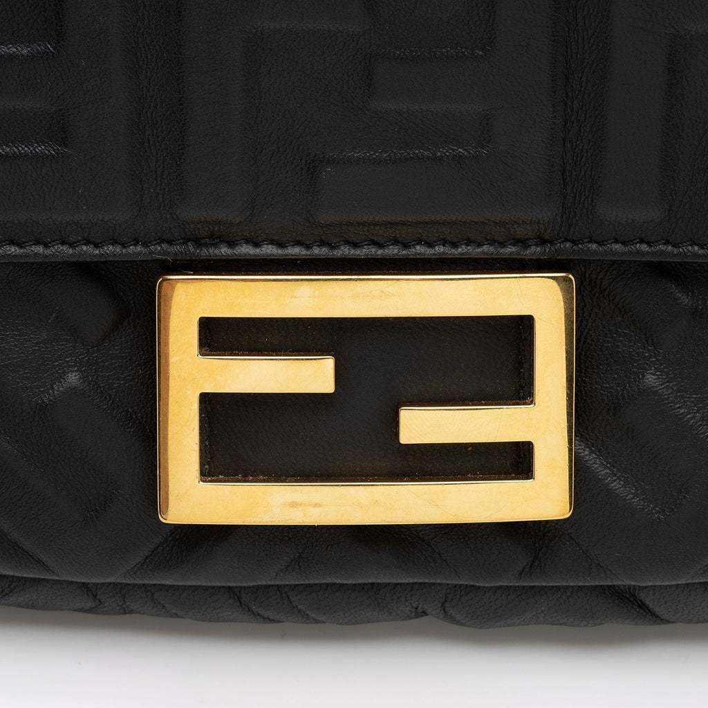 Fendi FF Embossed 1974 Mini Baguette Shoulder Bag