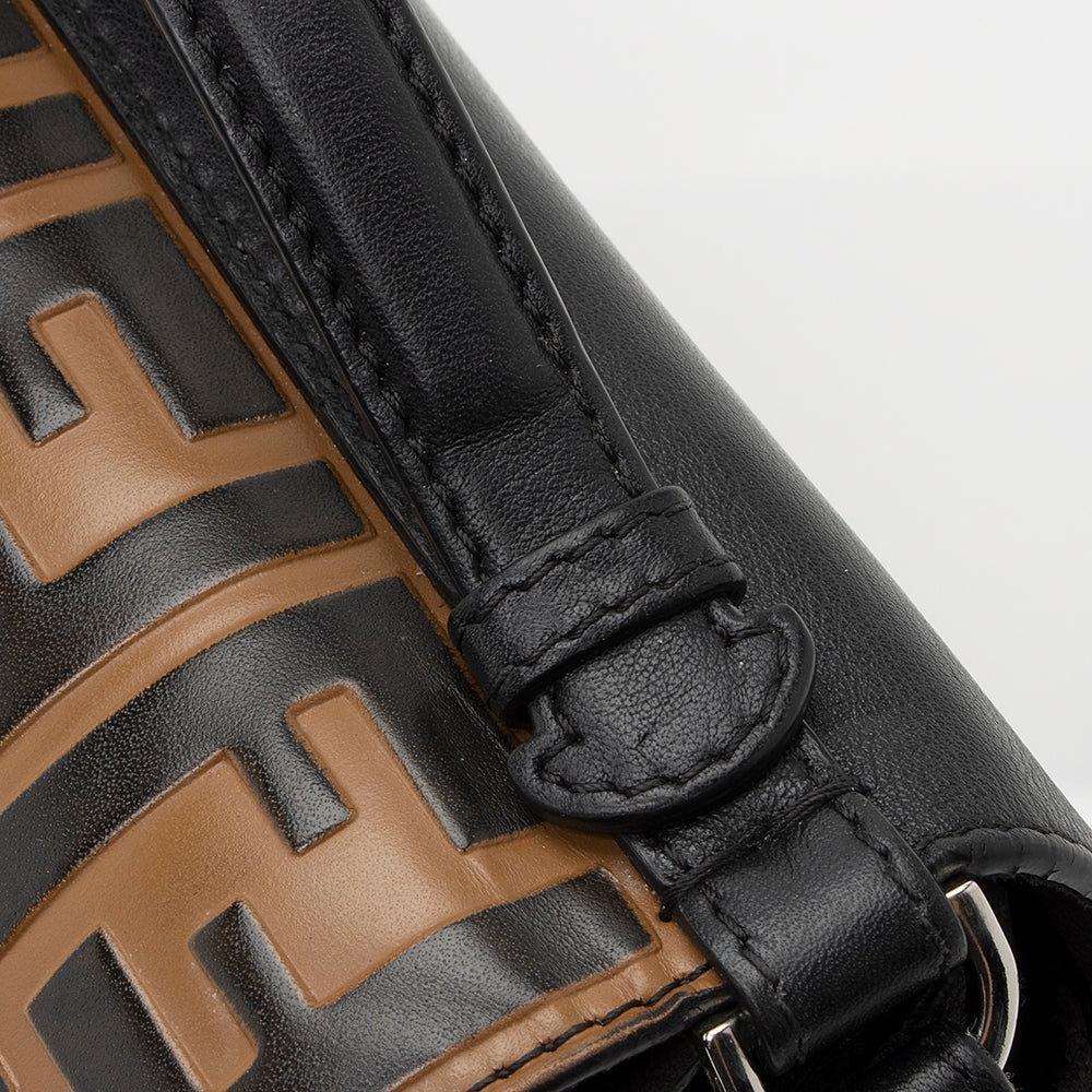 Fendi FF Embossed Calfskin Double Micro Baguette Bag
