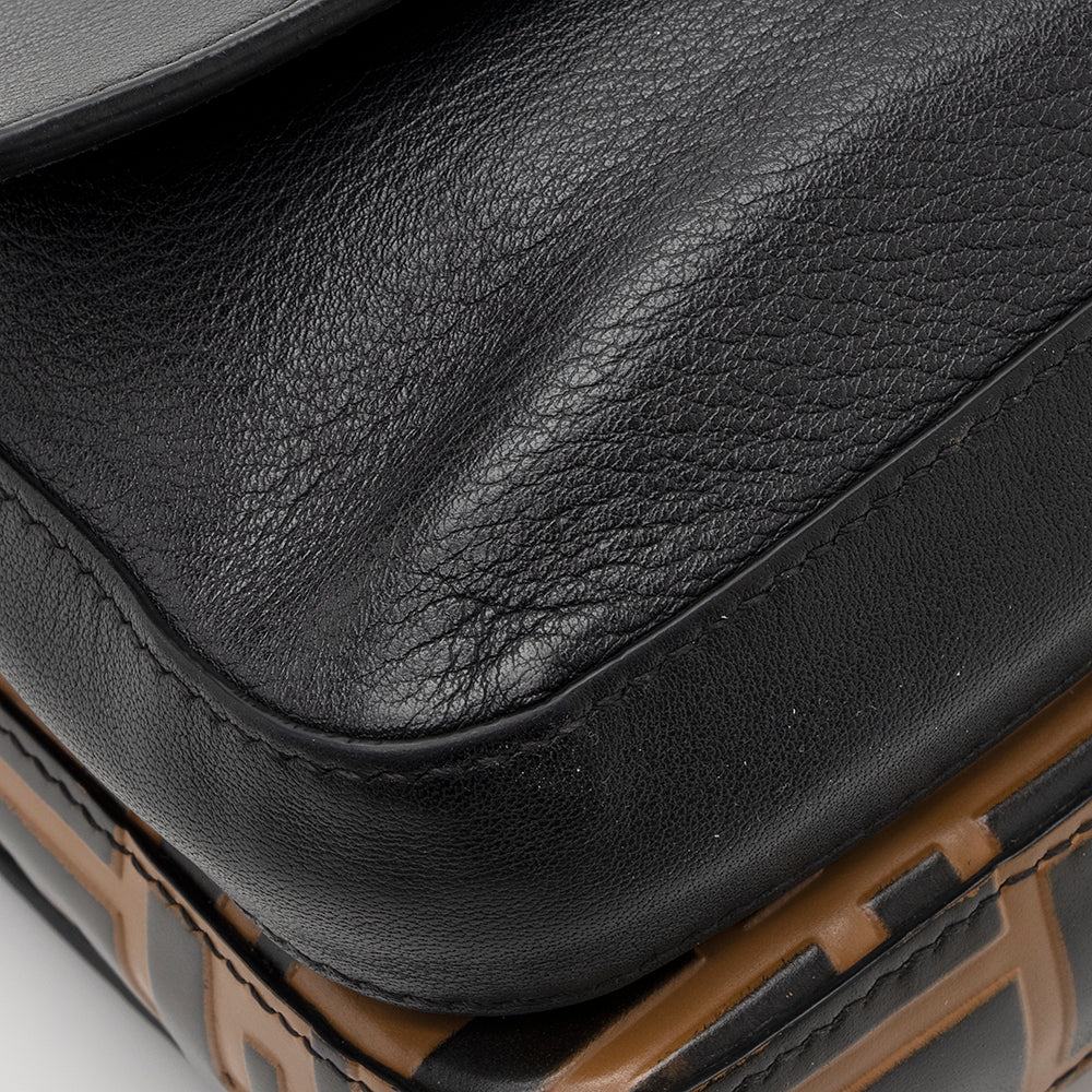 Fendi FF Embossed Calfskin Double Micro Baguette Bag