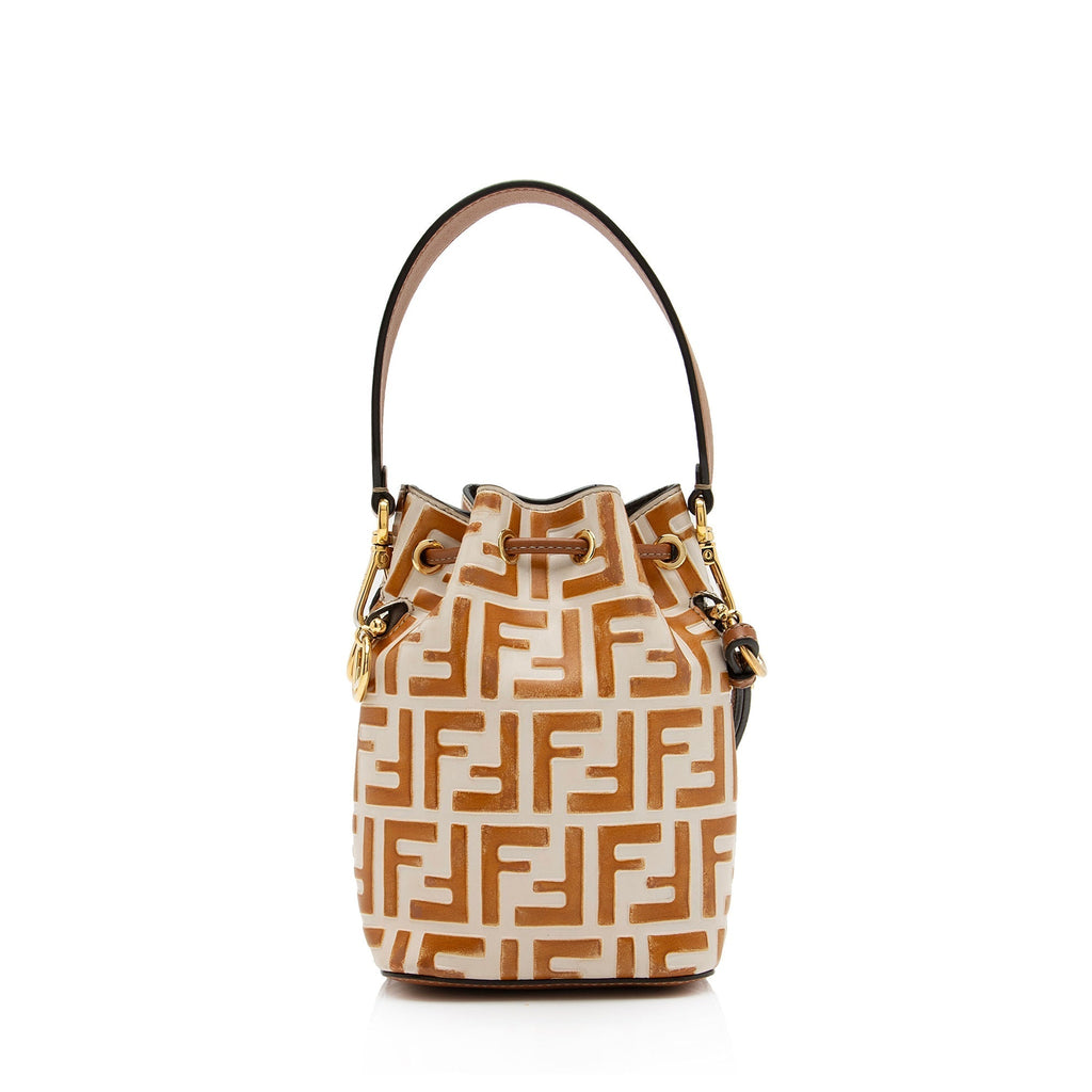 Fendi FF Embossed Calfskin Mon Tresor Mini Bucket Bag (SHF-ubOHeg)