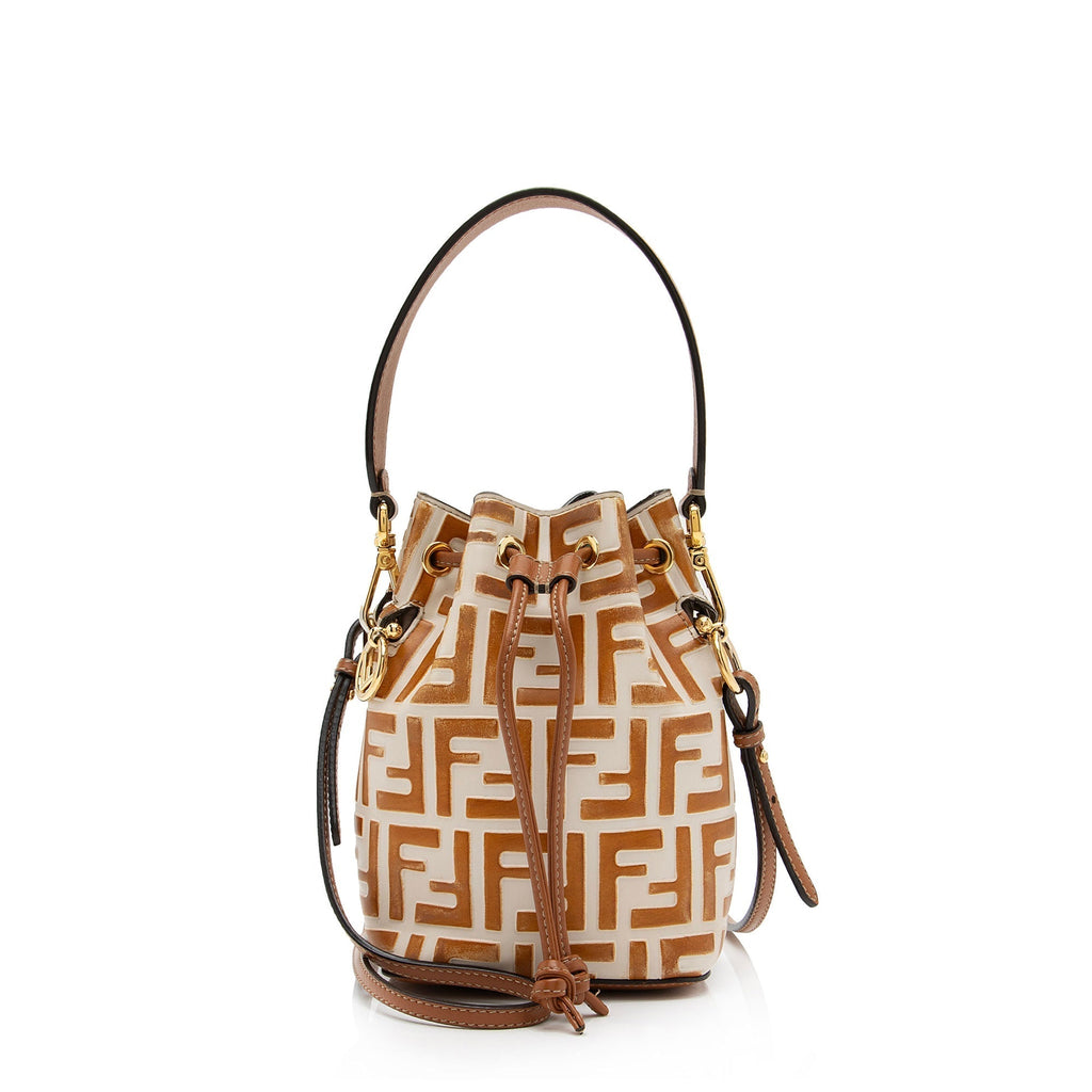Fendi FF Embossed Calfskin Mon Tresor Mini Bucket Bag (SHF-ubOHeg)