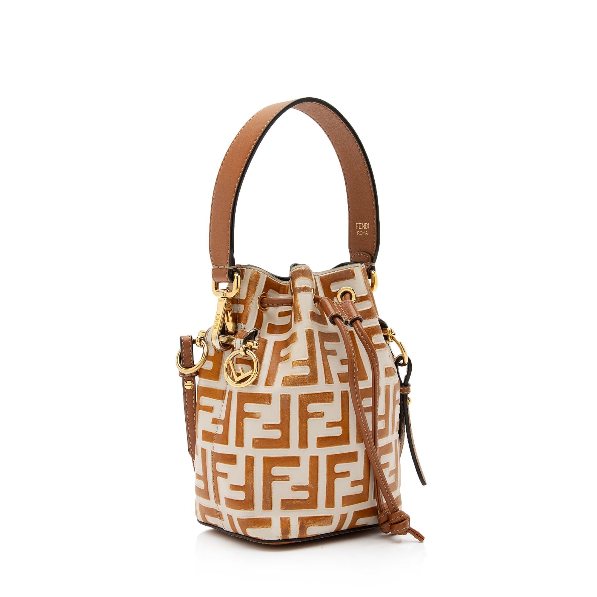 Fendi FF Embossed Calfskin Mon Tresor Mini Bucket Bag (SHF-ubOHeg)