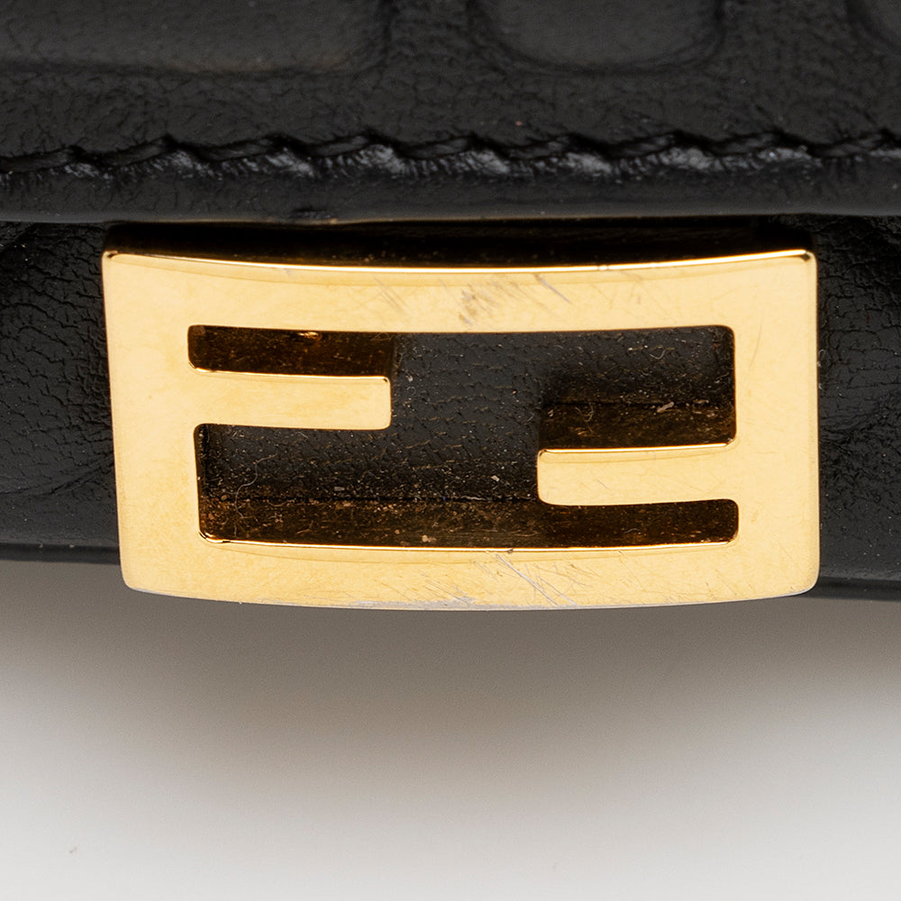 Fendi FF Embossed Nano Baguette Charm Crossbody Bag