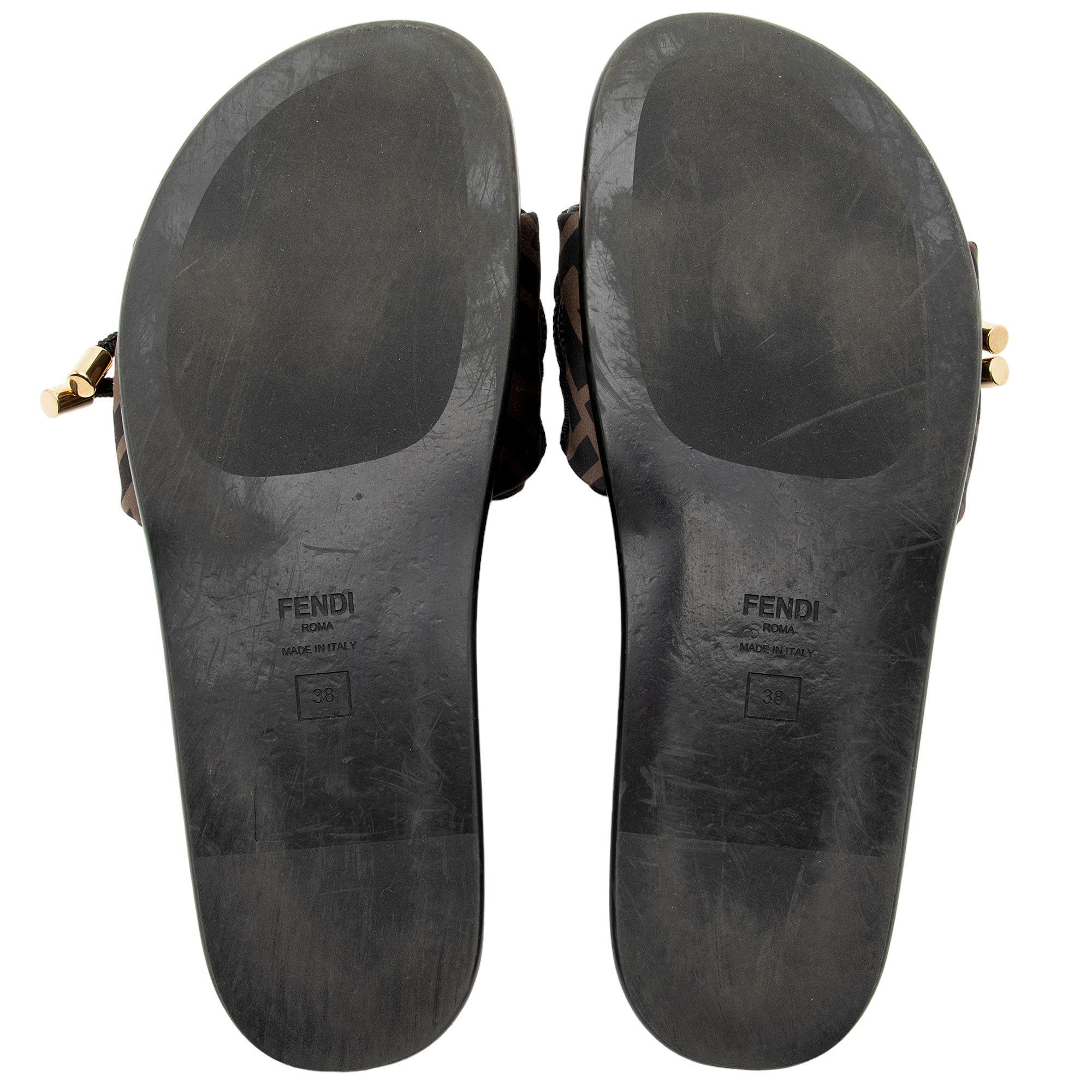 Fendi Satin FF Feel Slides - Size 8 / 38