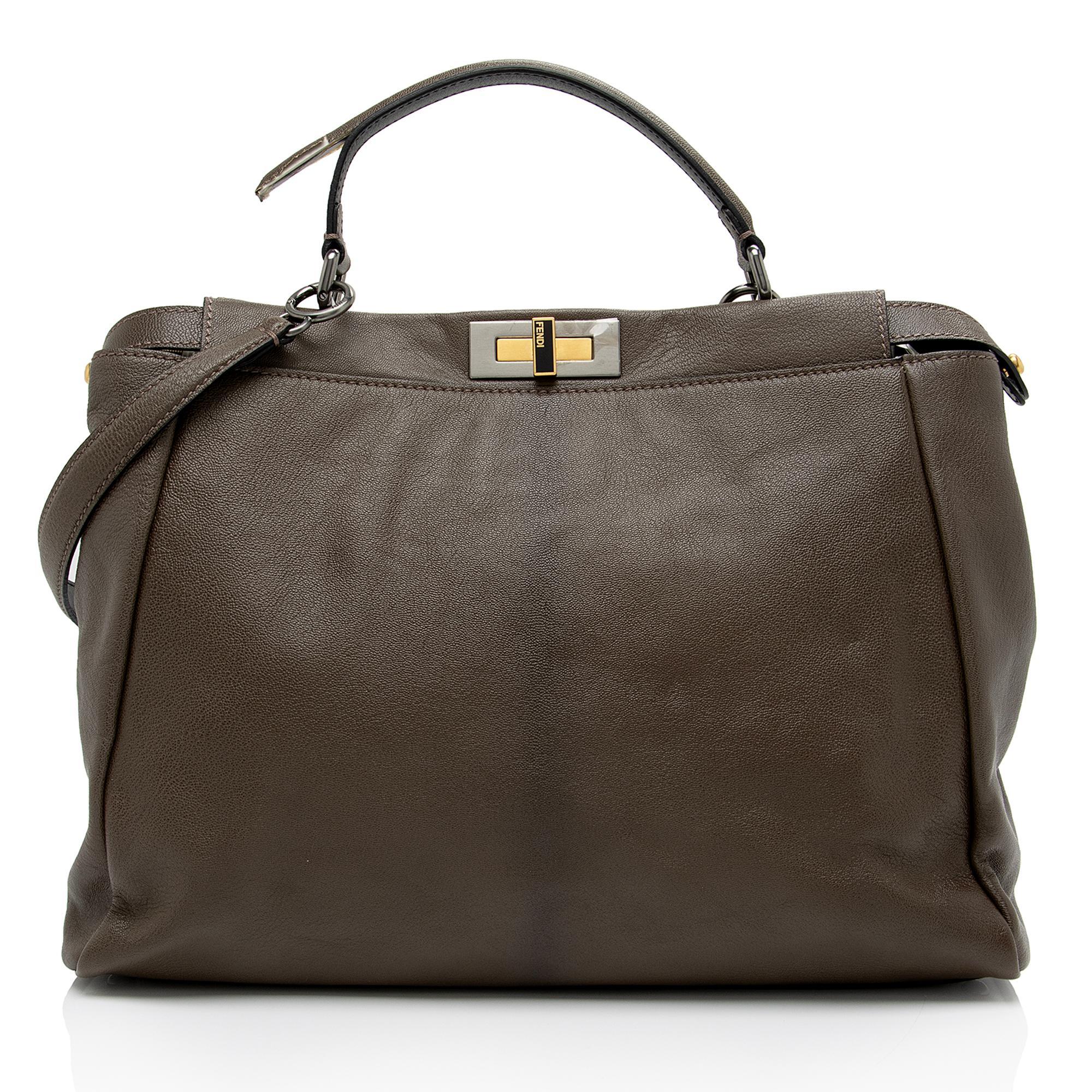 Fendi Goatskin Peekaboo Large Satchel -(SHF-EF9skv)