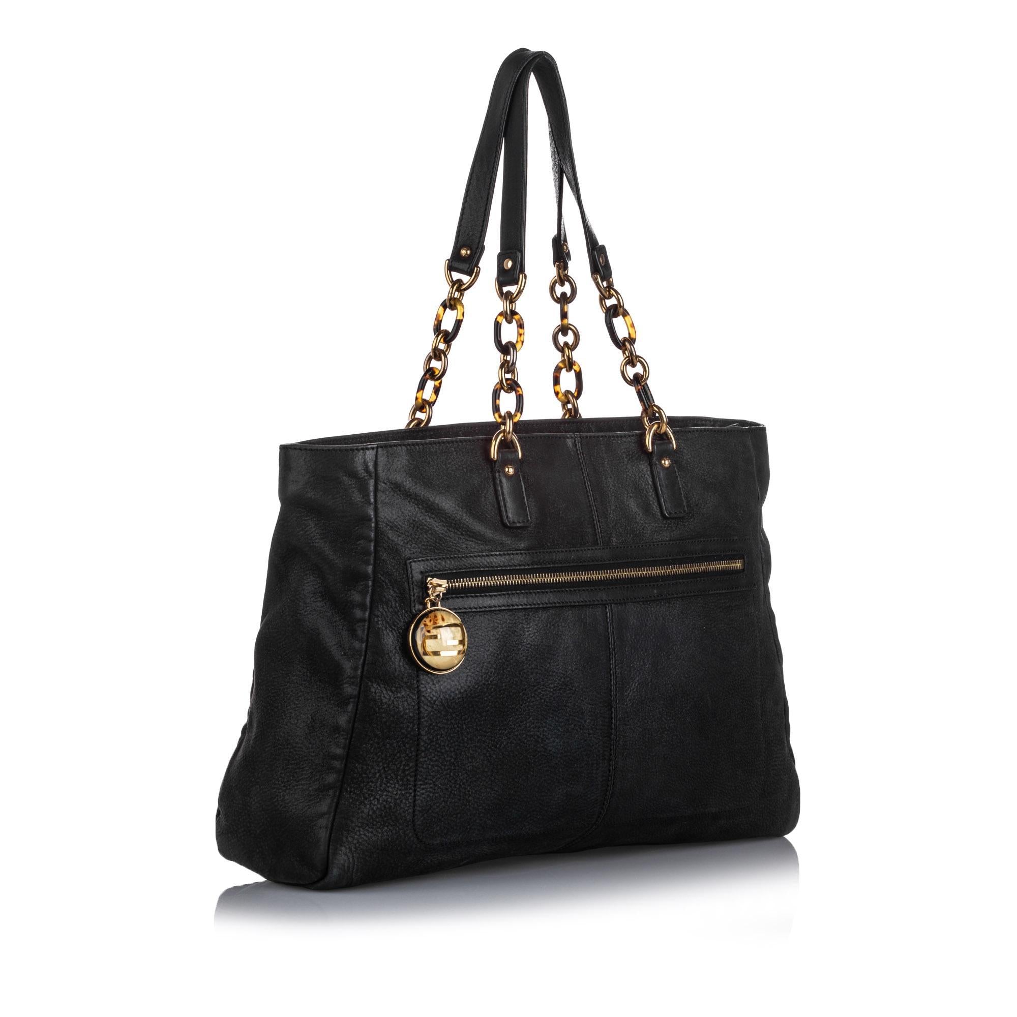 Fendi Leather Lame Tote (SHG-12205)