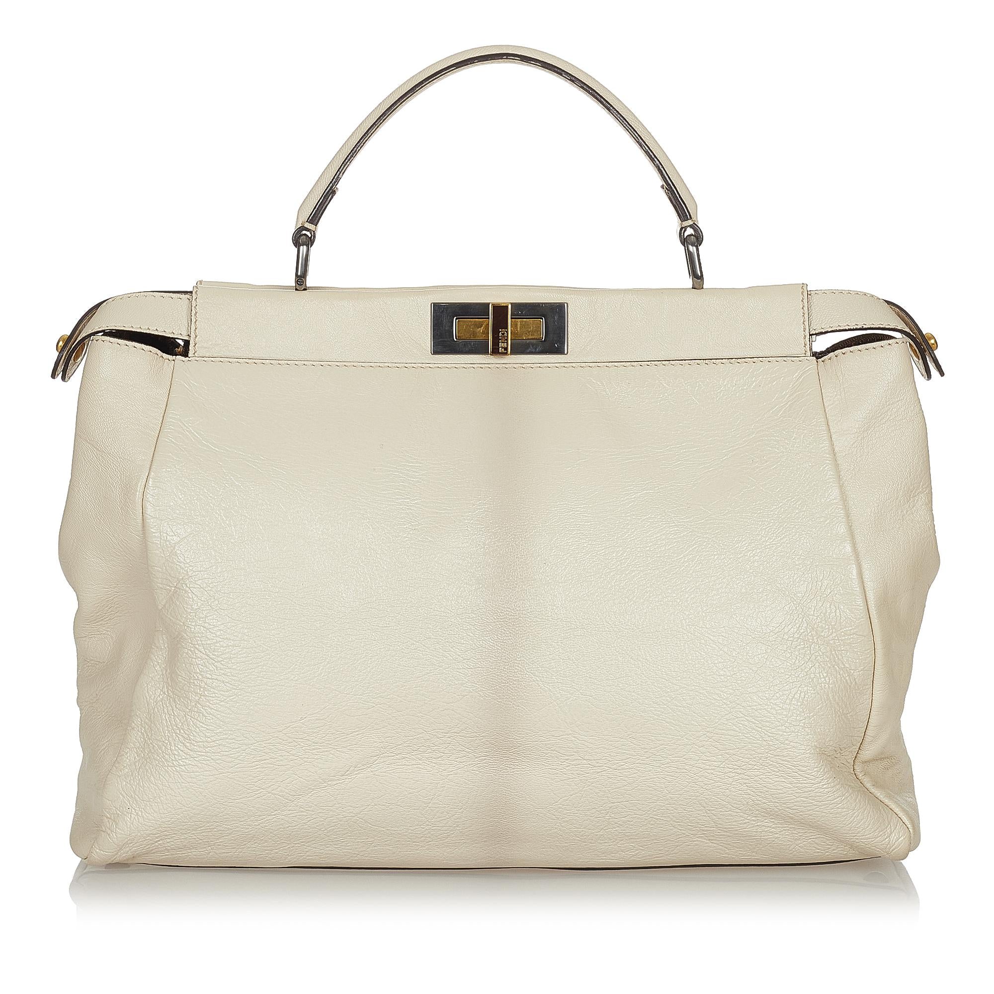 Fendi Large Peekaboo Leather Satchel