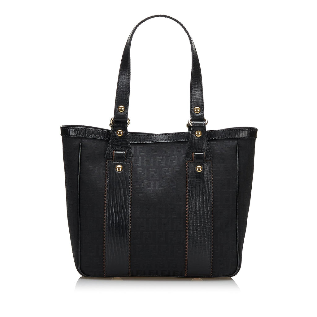 Fendi Leather-Trimmed Zucchino Tote