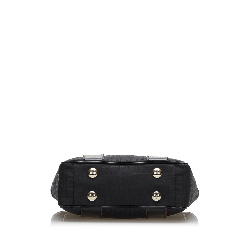 Fendi Leather-Trimmed Zucchino Tote