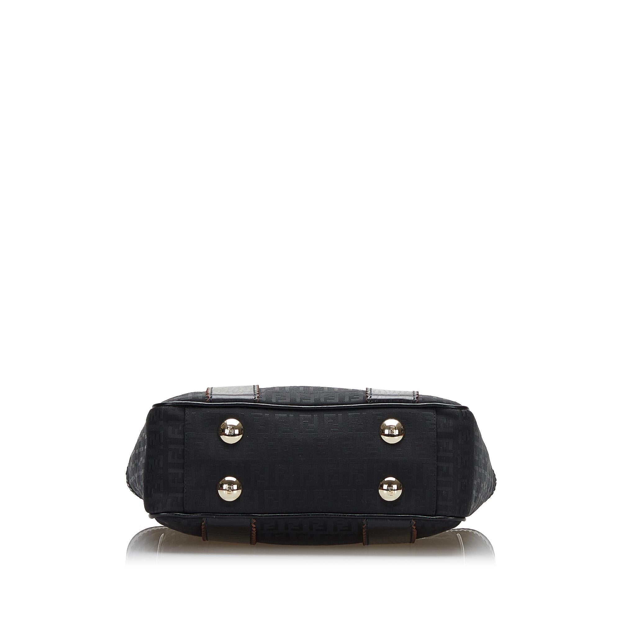 Fendi Leather-Trimmed Zucchino Tote