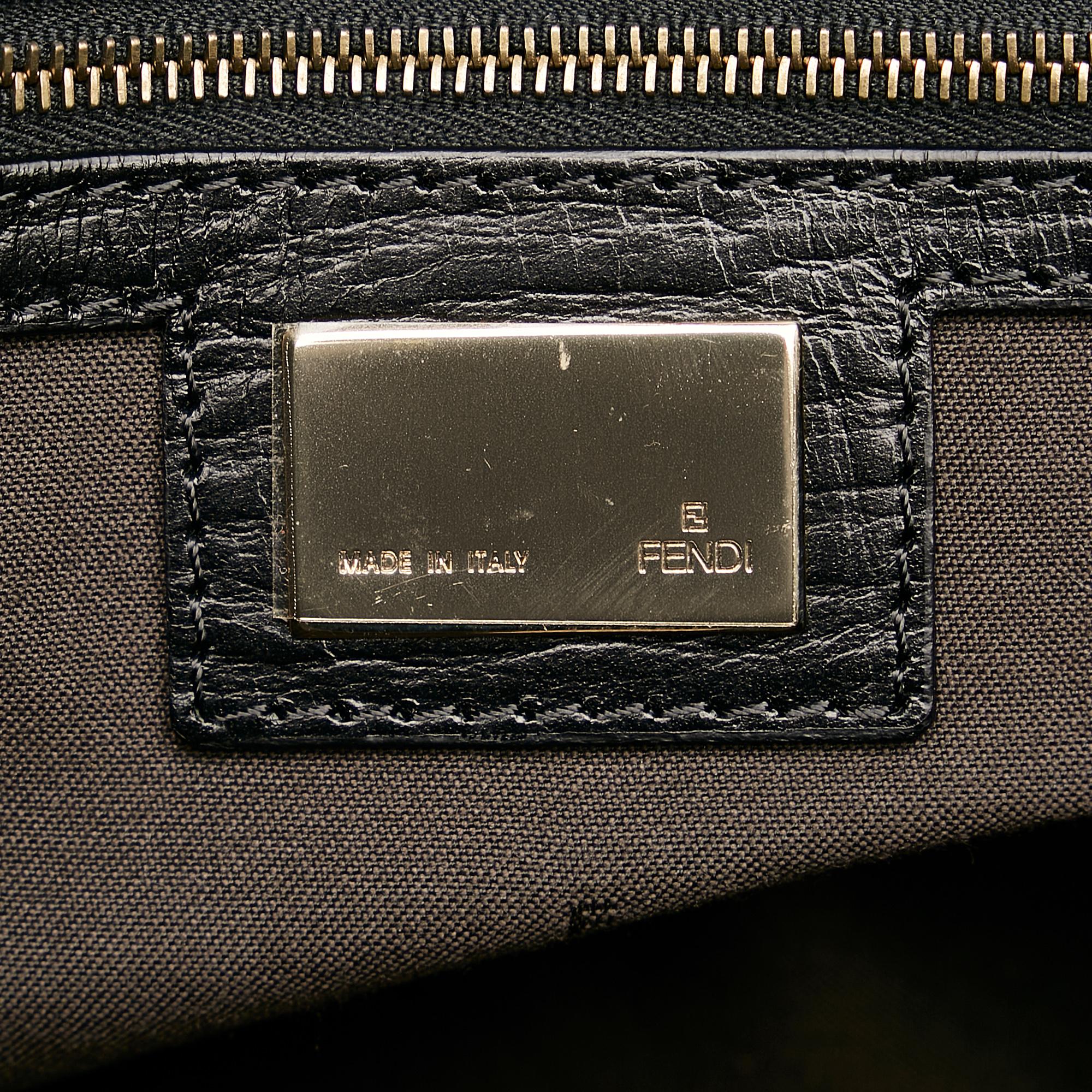 Fendi Leather-Trimmed Zucchino Tote