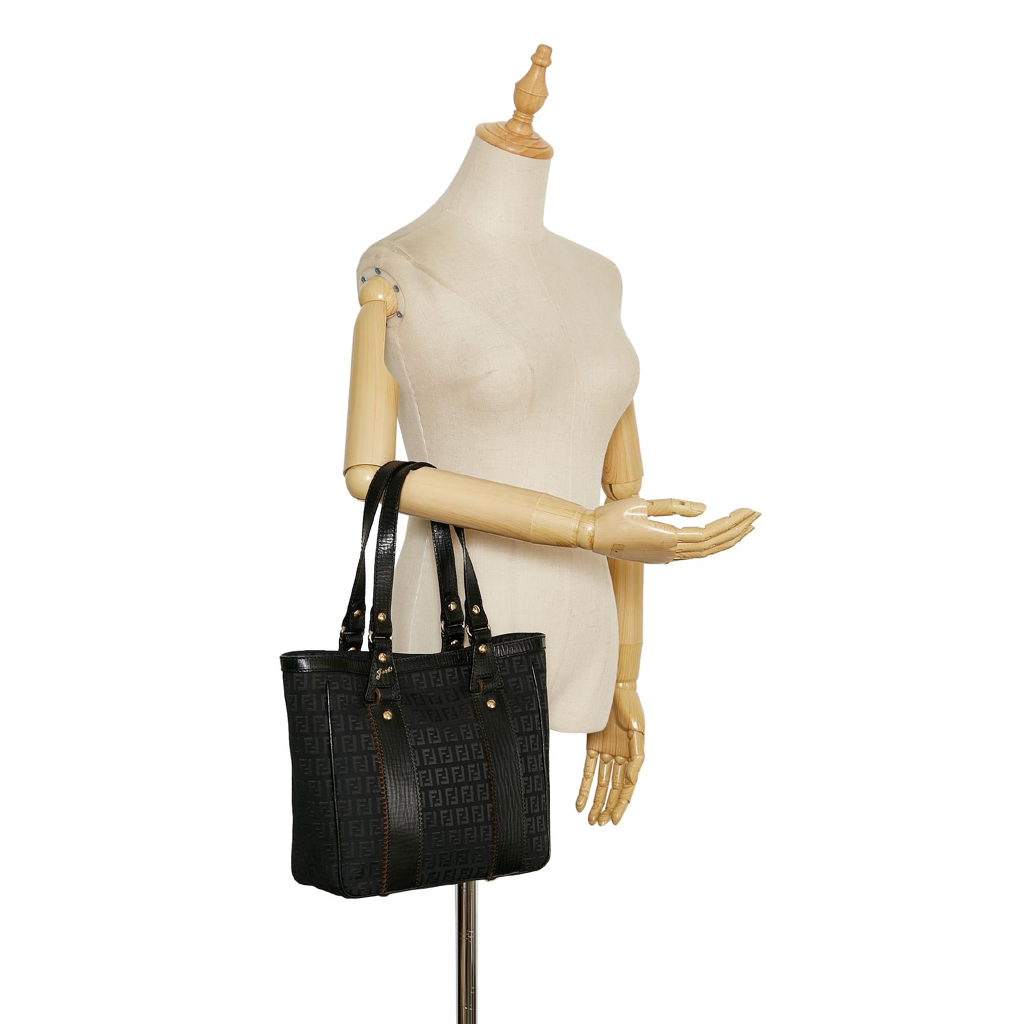 Fendi Leather-Trimmed Zucchino Tote