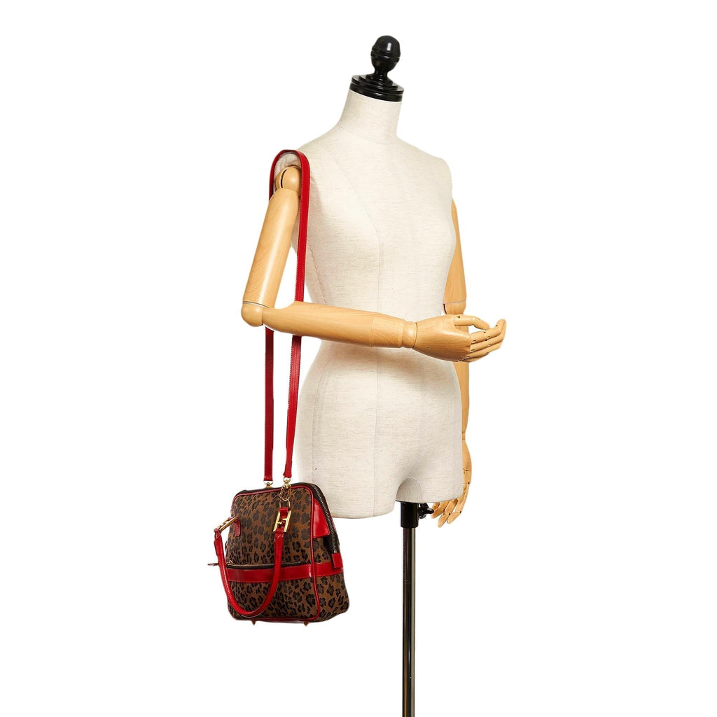 Fendi Leopard Print Nylon Satchel