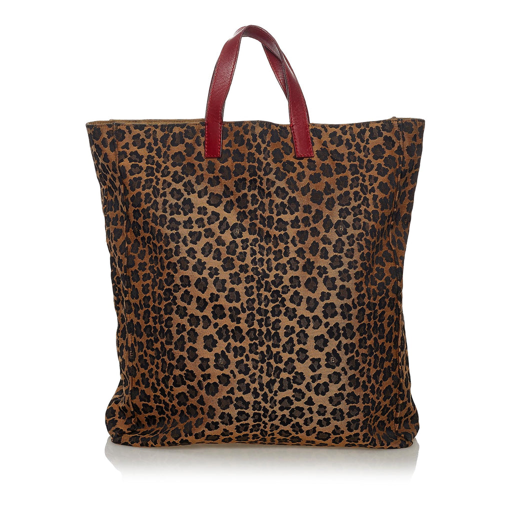Fendi Leopard Print Nylon Tote Bag